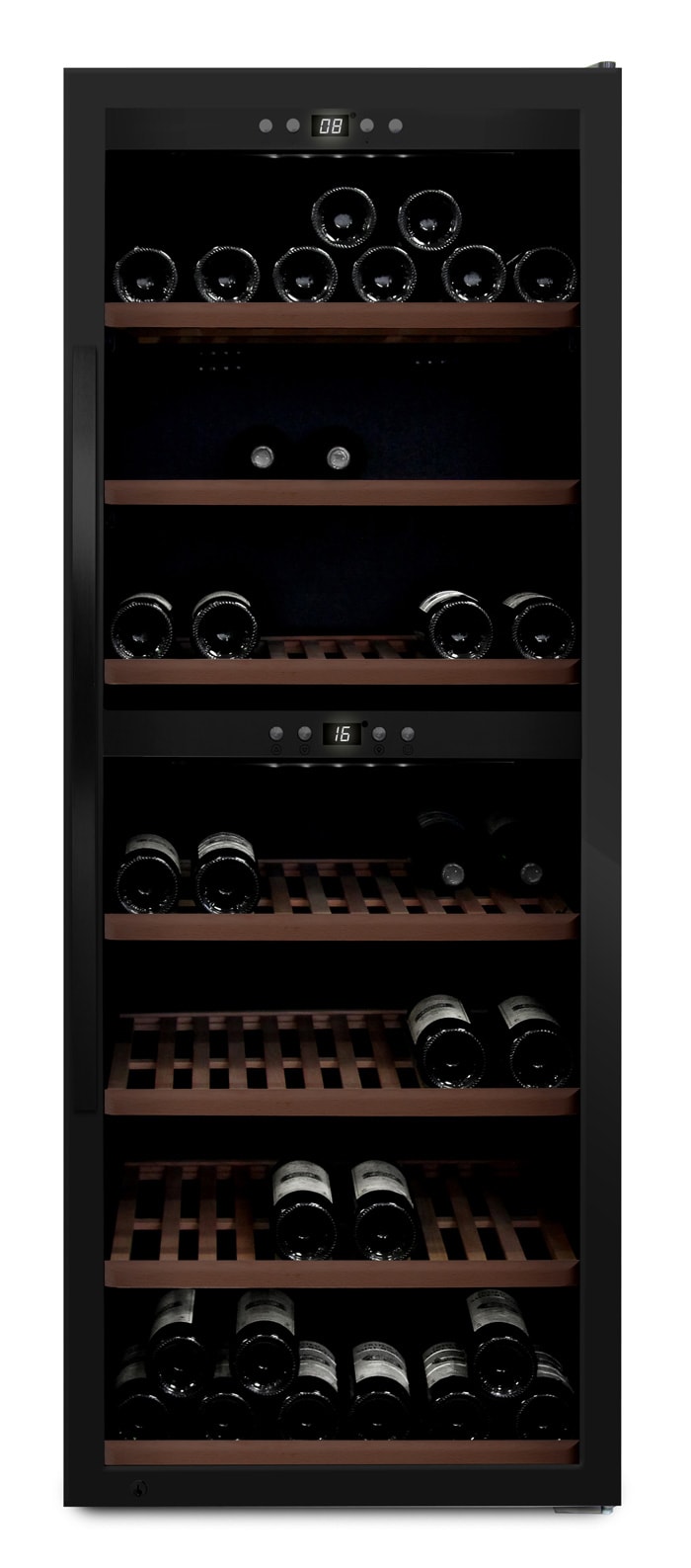 Vinoteca negra 126 botellas 2 zonas de temperatura Caso Design  WineExclusive 126 Smart