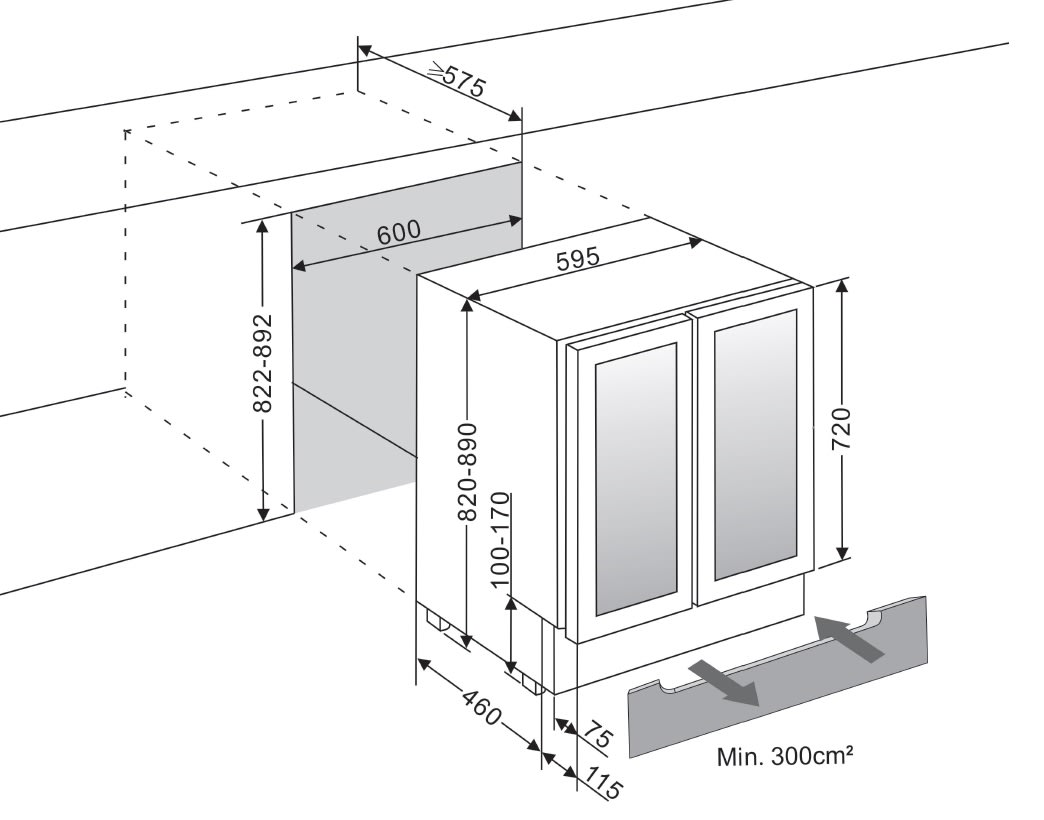 Built in wine cooler WineCave 60D2 Stainless Label view