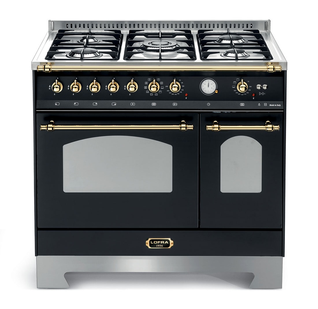 Piano de cuisson - Dolce Vita 90 cm (2 fours) (Noir/Laiton) Gaz