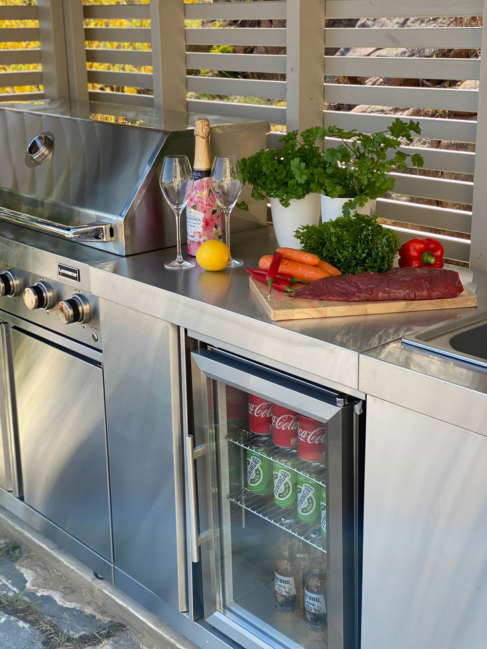 Cuisine extérieure avec réfrigérateur et évier – MO 150 S