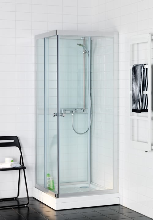 Idralite Clint Duo Eckduschkabine 75x90 Cm – Klarglas Mit 2 Saloon-Türen & Fester Wand, Höhe 185 Cm