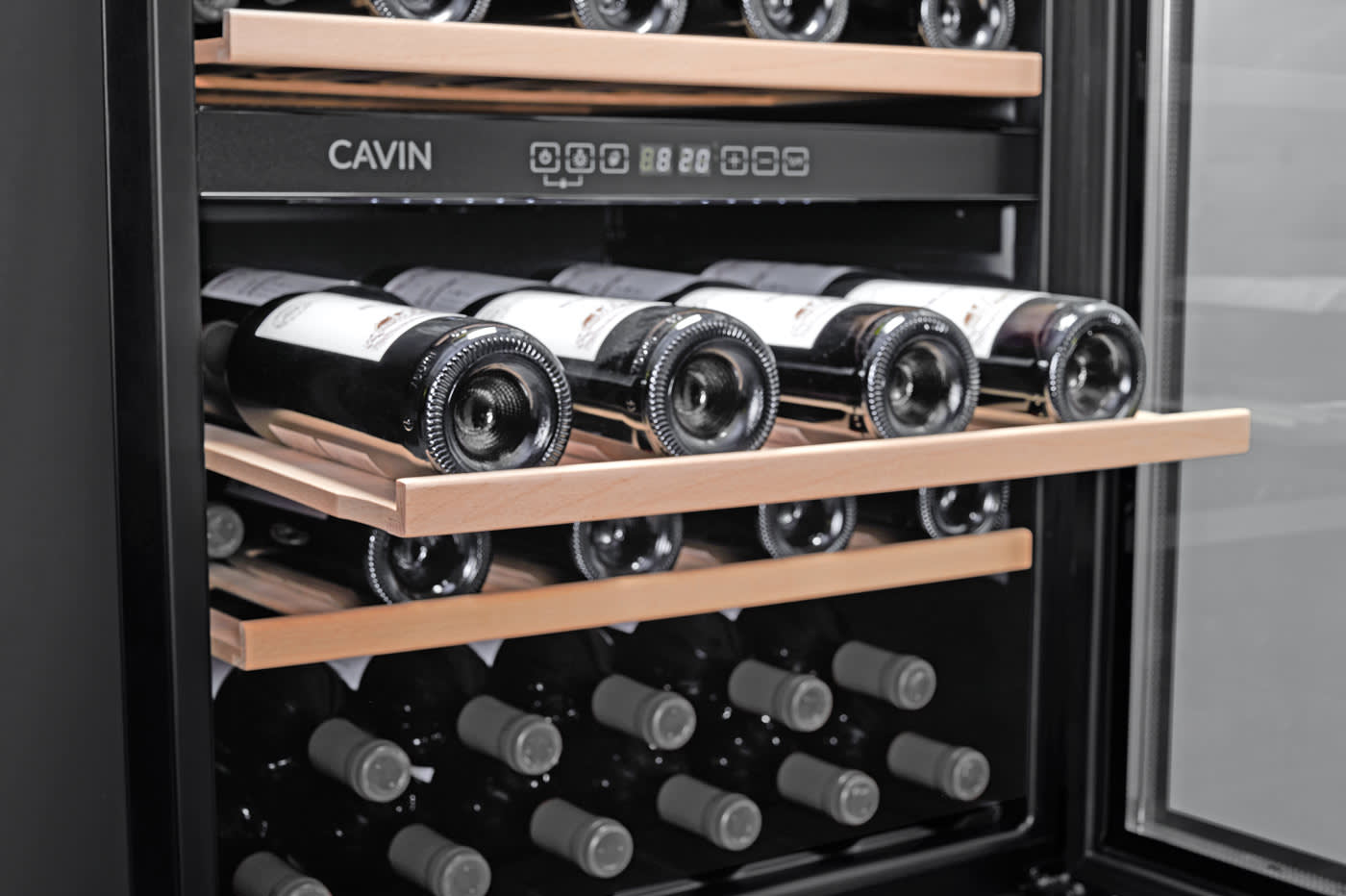 Cave à vin 18 bouteilles Frigo cave à vin noirargent LED 56 L, cave a