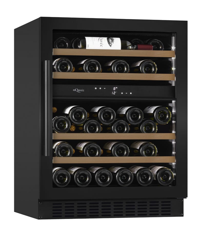Cave à vin professionnelle Mini cave à vin professionnelle noire avec 1  porte vitrée et 3 étagères en bois amovibles - 27 bouteilles, CV150-PV-EXCLUSIVE