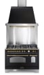 Range cooker - Dolce Vita 120 cm (2 ovens) (Black/Brassed) Gas