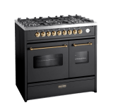 cuore-90-cm-2-backofen-schwarz-geburstetes-messing-gasherd