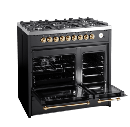 cuore-gasspis-90-cm-2-ugnar-svart-borstad-massing