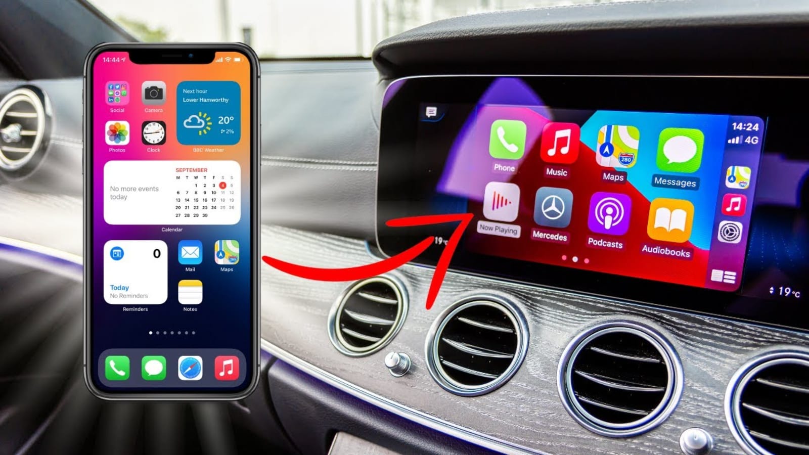 Apple CarPlay și Android Auto configurate pe sistemul multimedia Mercedes