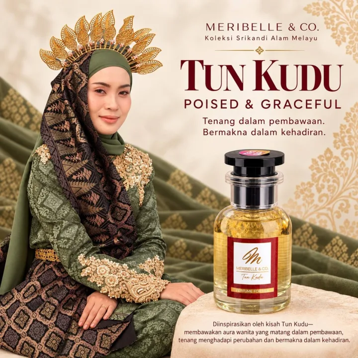 Botol perfume Meribelle Tun Kudu bersama karakter koleksi
