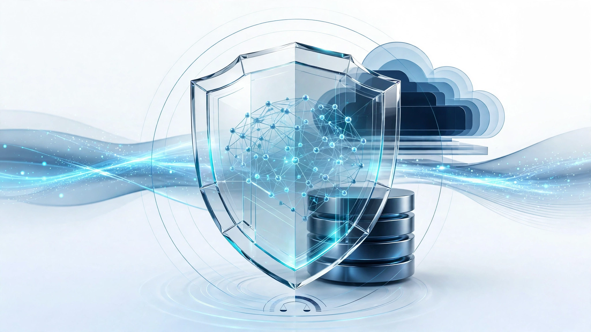 Secure AI system illustrating data protection, privacy, and AI governance