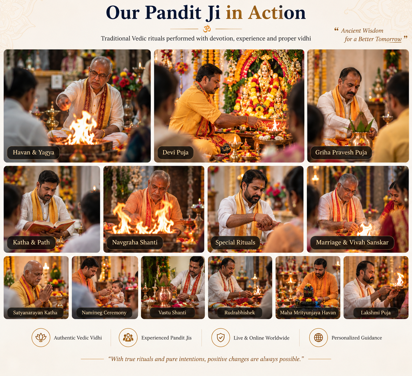 Pandit Ji performing traditional Vedic rituals