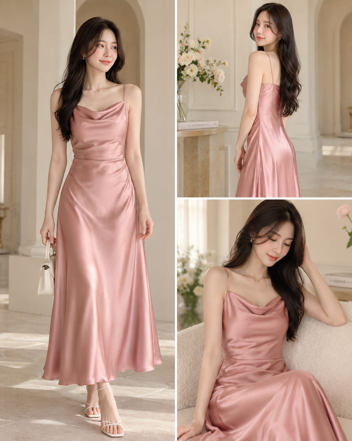 Rose Satin Dress NengFashion
