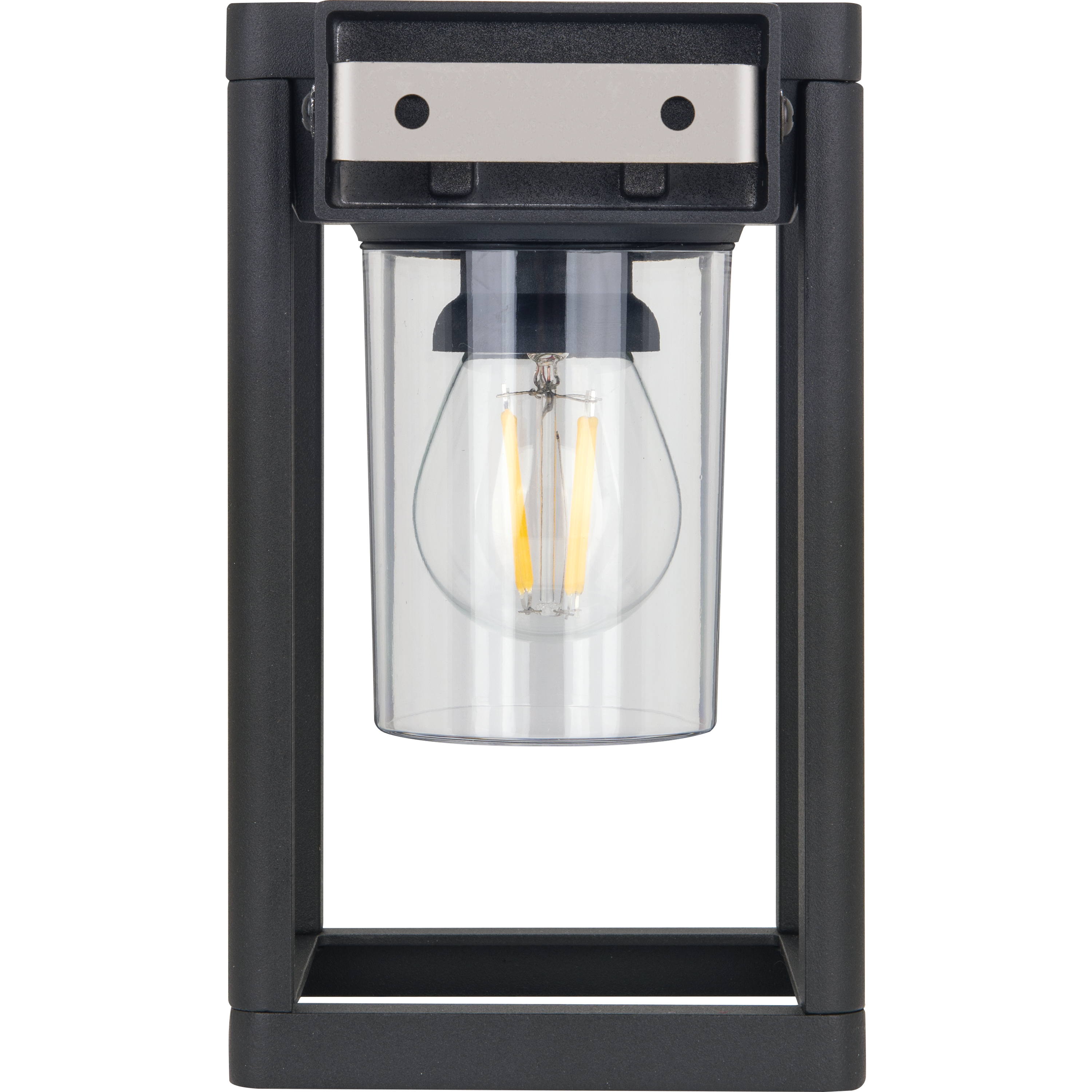 Luceco Filament Decorative Solar Wall Light with PIR Motion Sensor, Outdoor Lantern, Exterior Lighting,  LED Bulb Included, Black, IP54, 2.7W, 220lm, 3000K