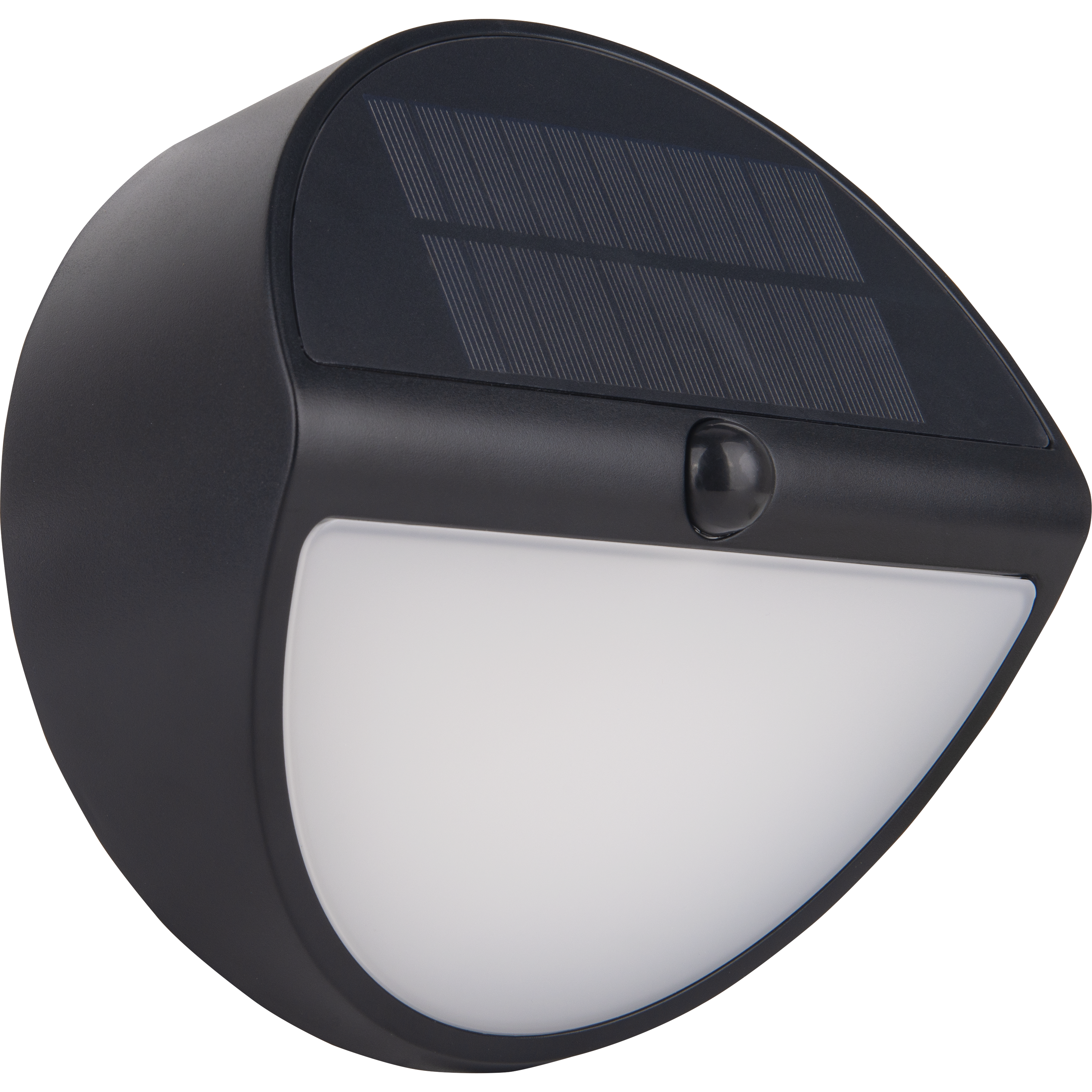 Luceco Carina Decorative Round Eyelid Outdoor Solar Bulkhead Wall Light with PIR Motion Sensor, LED Exterior Lighting, Black, IP54, 5W, 500lm, 4000K