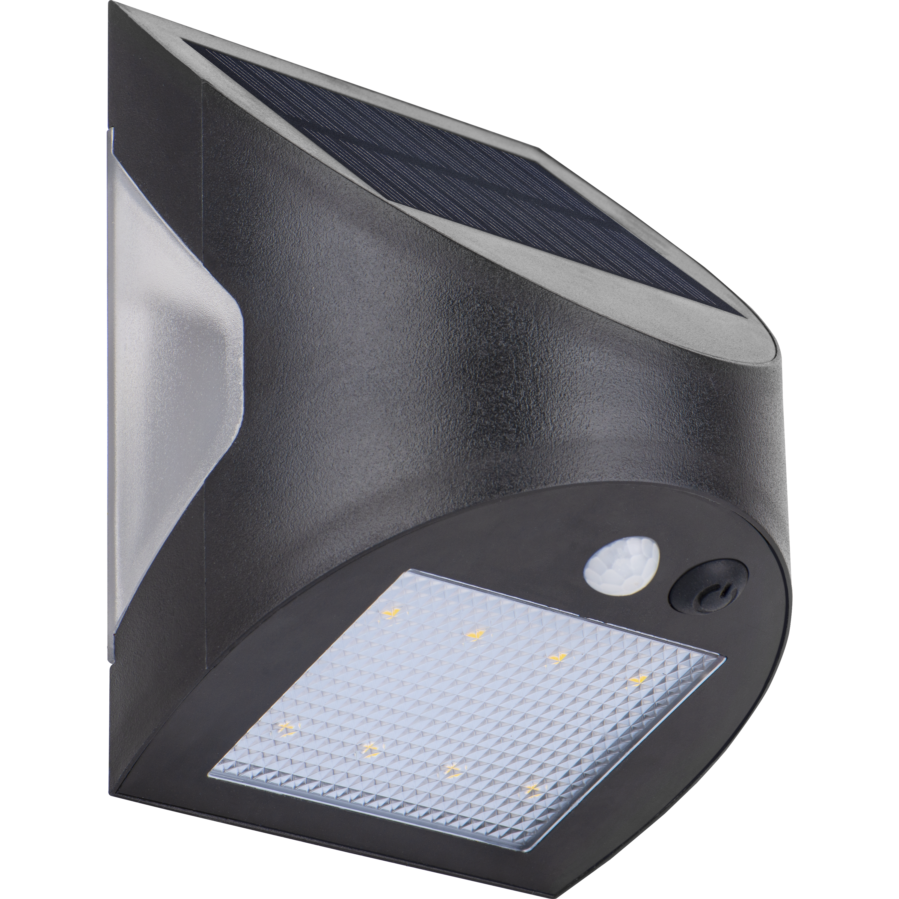 Luceco Prysm Decorative Outdoor Solar Wall Light with PIR Motion Sensor and USB Charging Port, LED Exterior Lighting, Black, IP54, 6W, 600lm, 4000K
