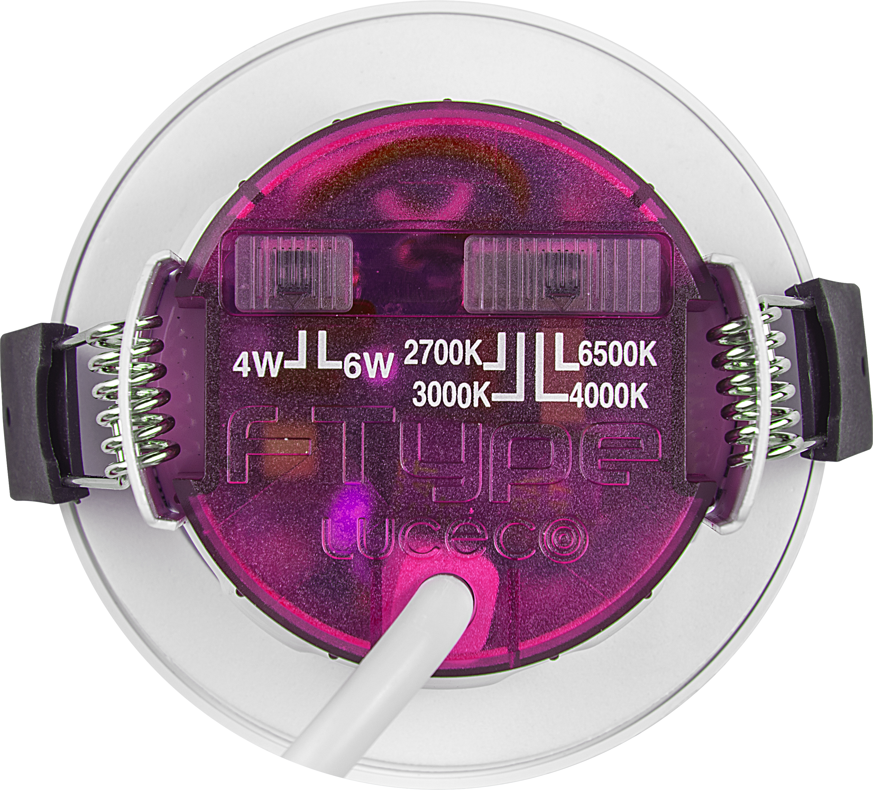 FType Elite Fire Rated Downlight 4W/6W 750lm Power Change with 4Colour CCT 2700K, 3000K, 4000K, 6000K  Dimmable IP65 White - Flat