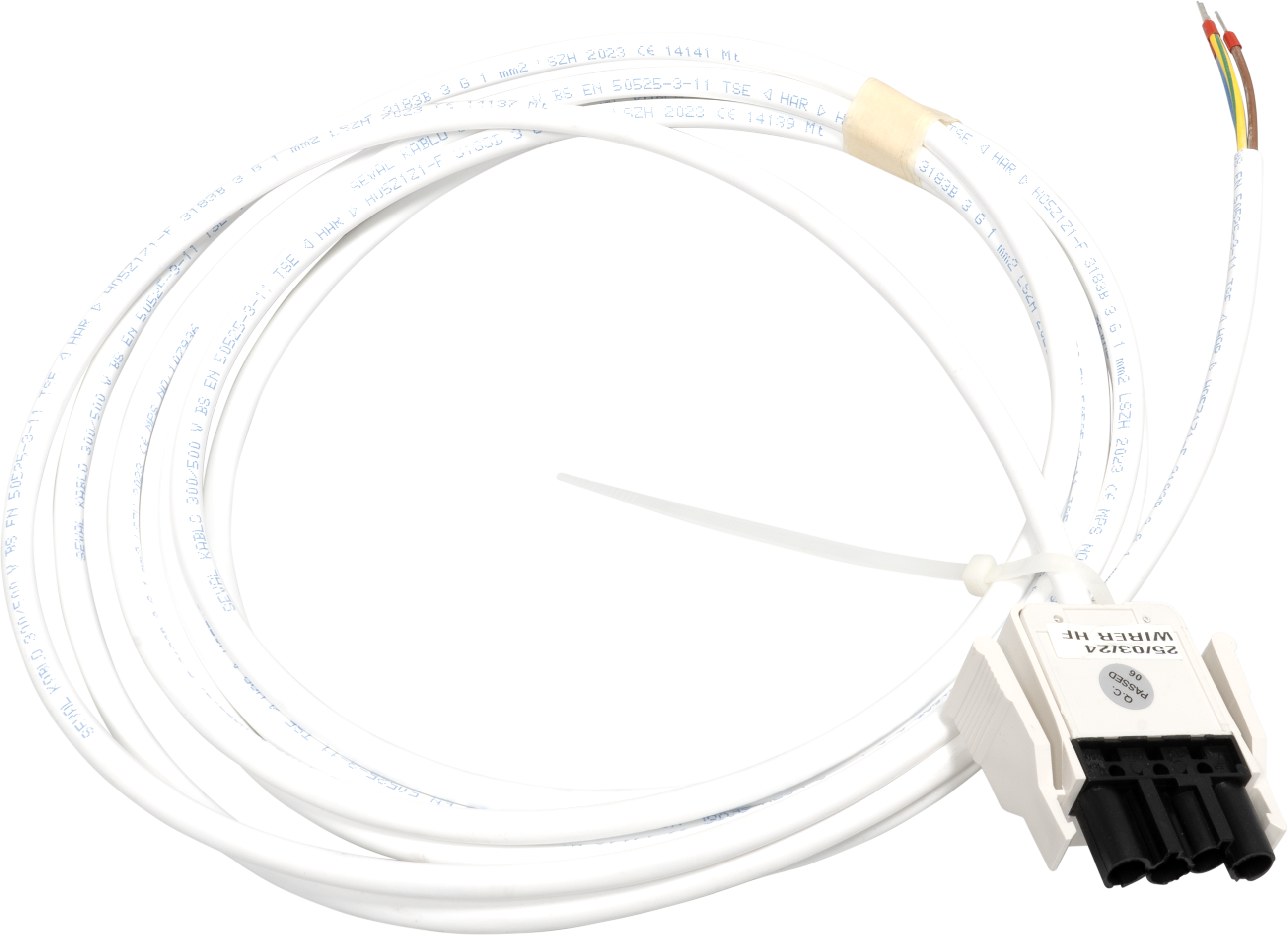 4-Pole Male White Luminaire Plug With 5M 3-Core Luminaire Lead