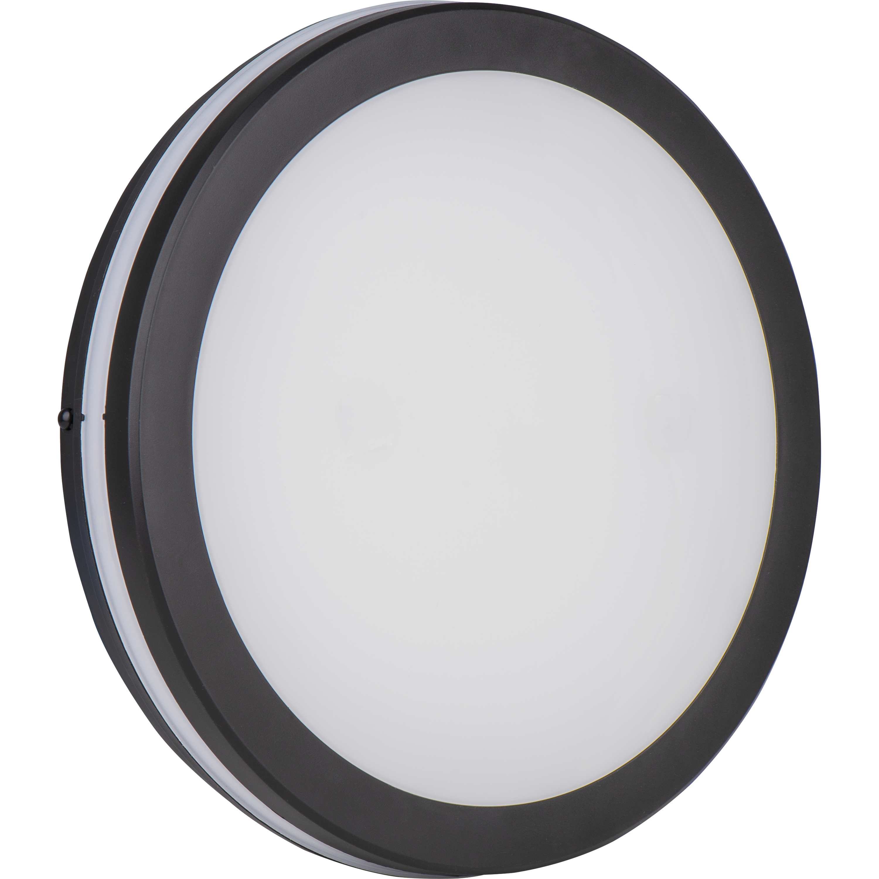 Luceco Circulus Decorative Round Outdoor Bulkhead Wall Light with Power Wattage Change and Colour Change (CCT), LED Exterior Lighting, Black, IP65, 24W, 2400lm