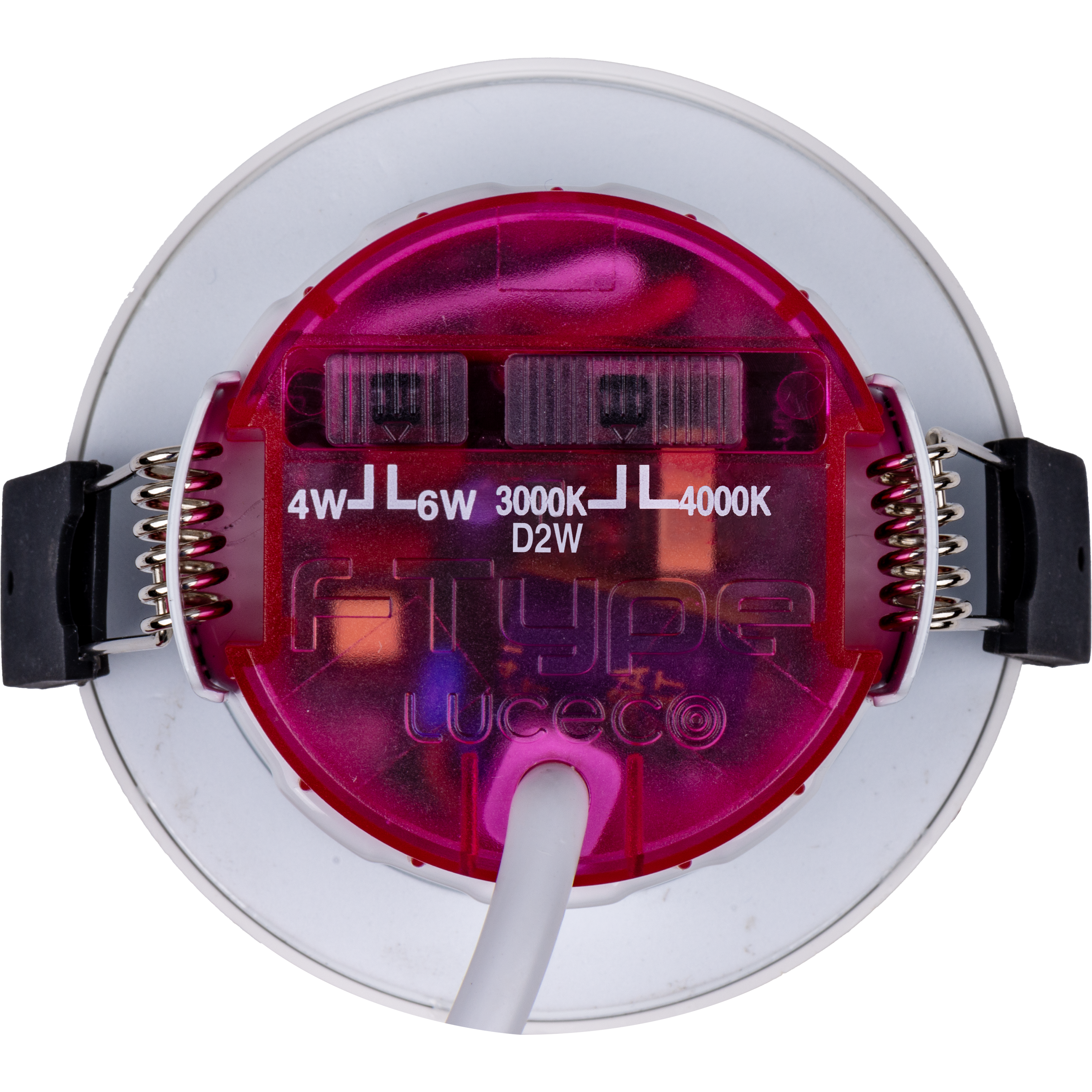 FType Elite Fire Rated Downlight 4W/6W 690lm Power Change & CCT Change 3000K / 4000K Dim2Warm Dimmable IP65 White - Regressed