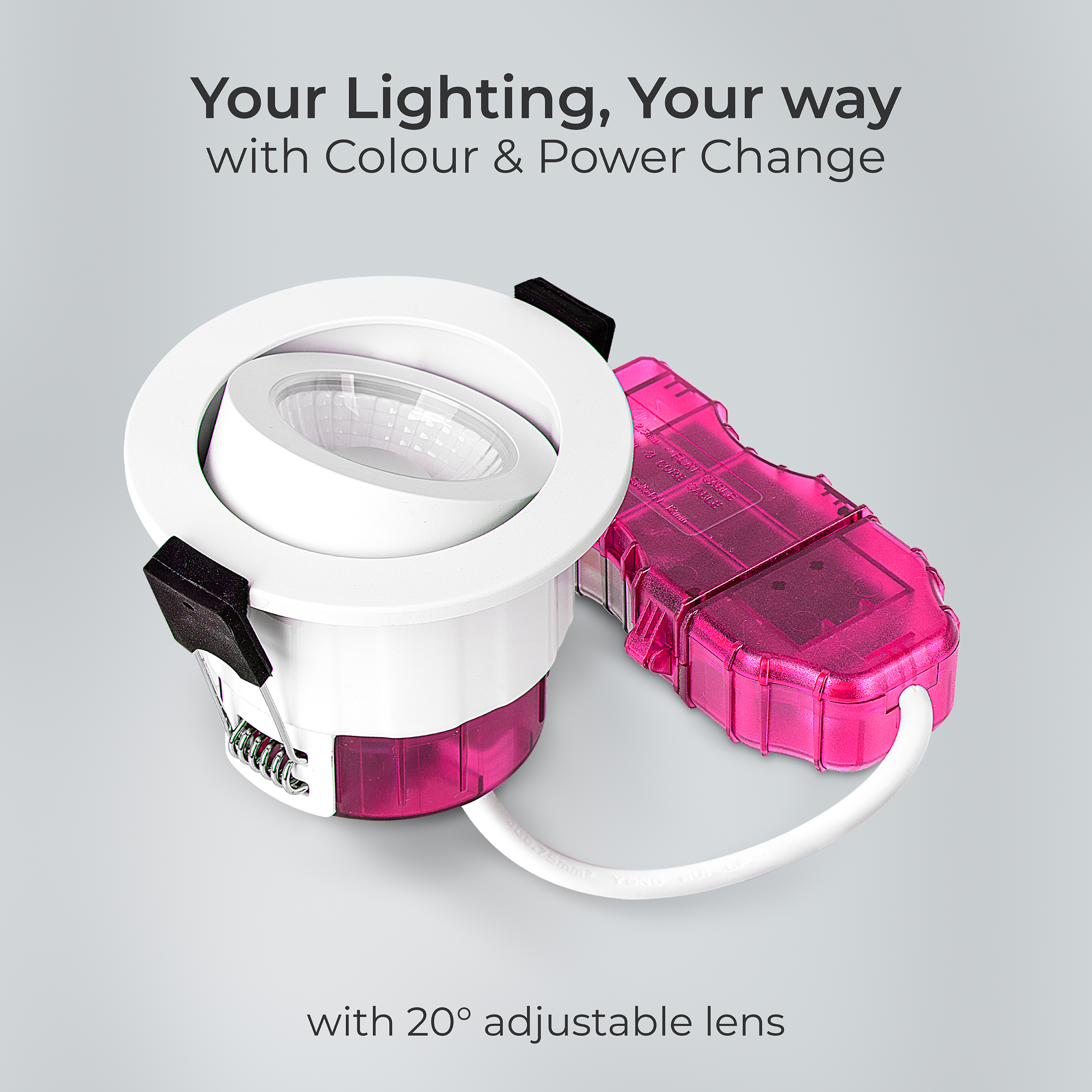FType Elite Fire Rated Downlight 4W/6W 690lm Power Change & CCT Change 3000K / 4000K Dim2Warm Dimmable IP65 White - Adjustable