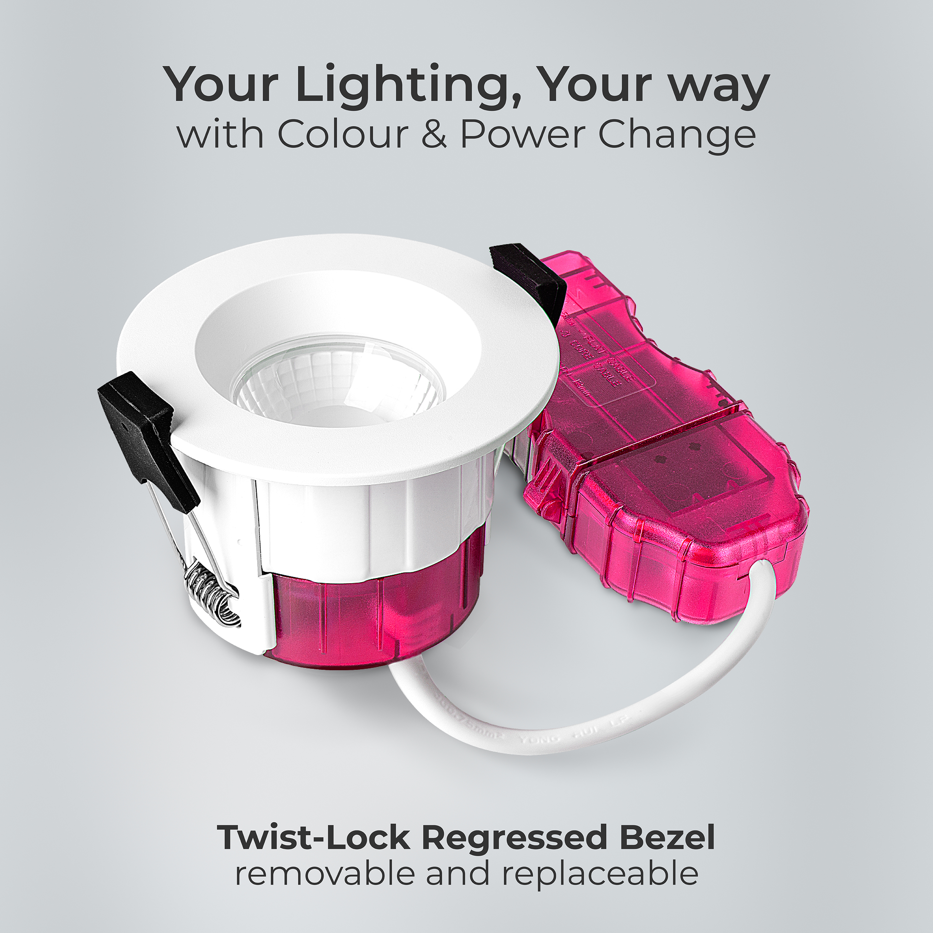 FType Elite Fire Rated Downlight 4W/6W 690lm Power Change & CCT Change 3000K / 4000K Dim2Warm Dimmable IP65 White - Regressed
