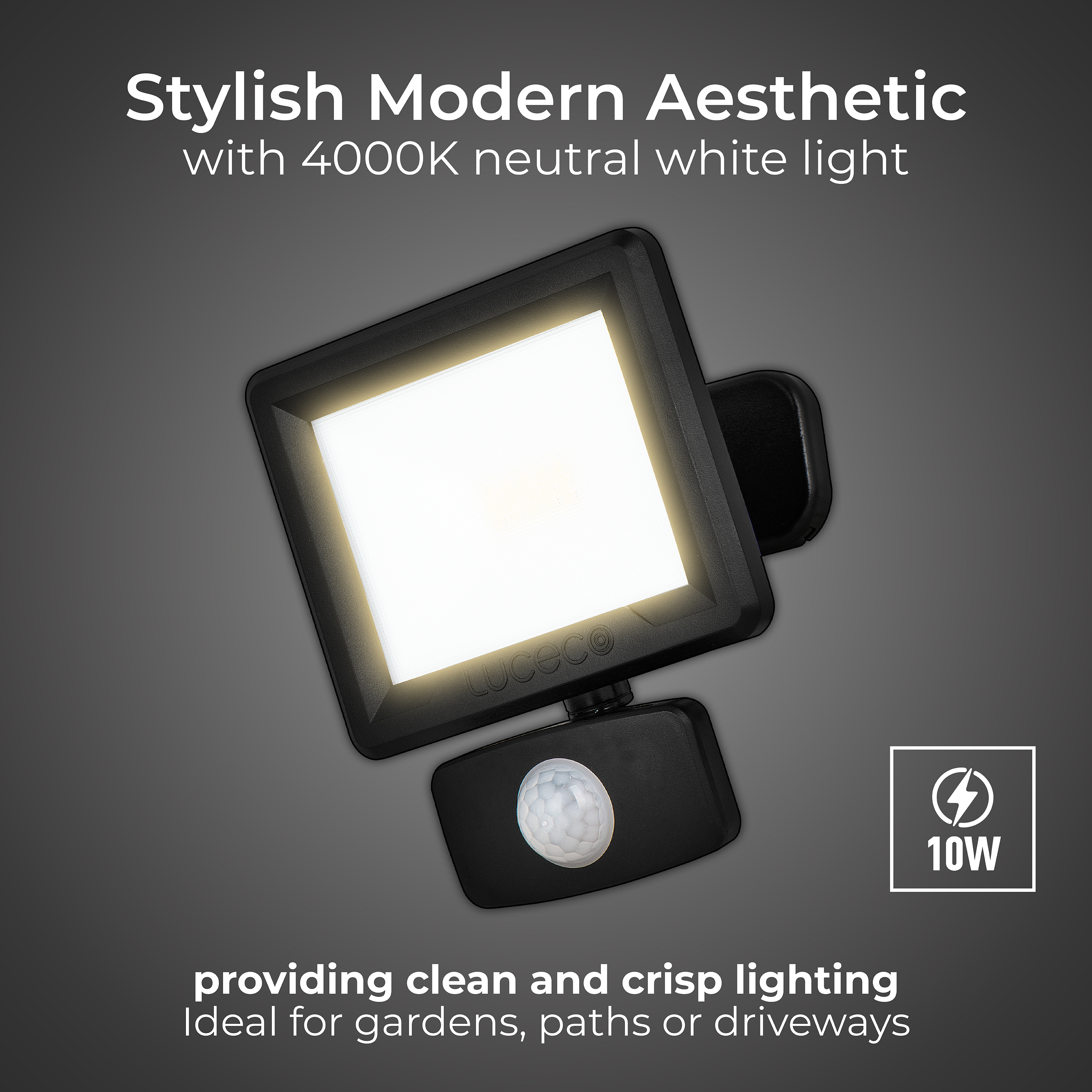 Essence floodlight with ball joint 10W black 4000k colour temp