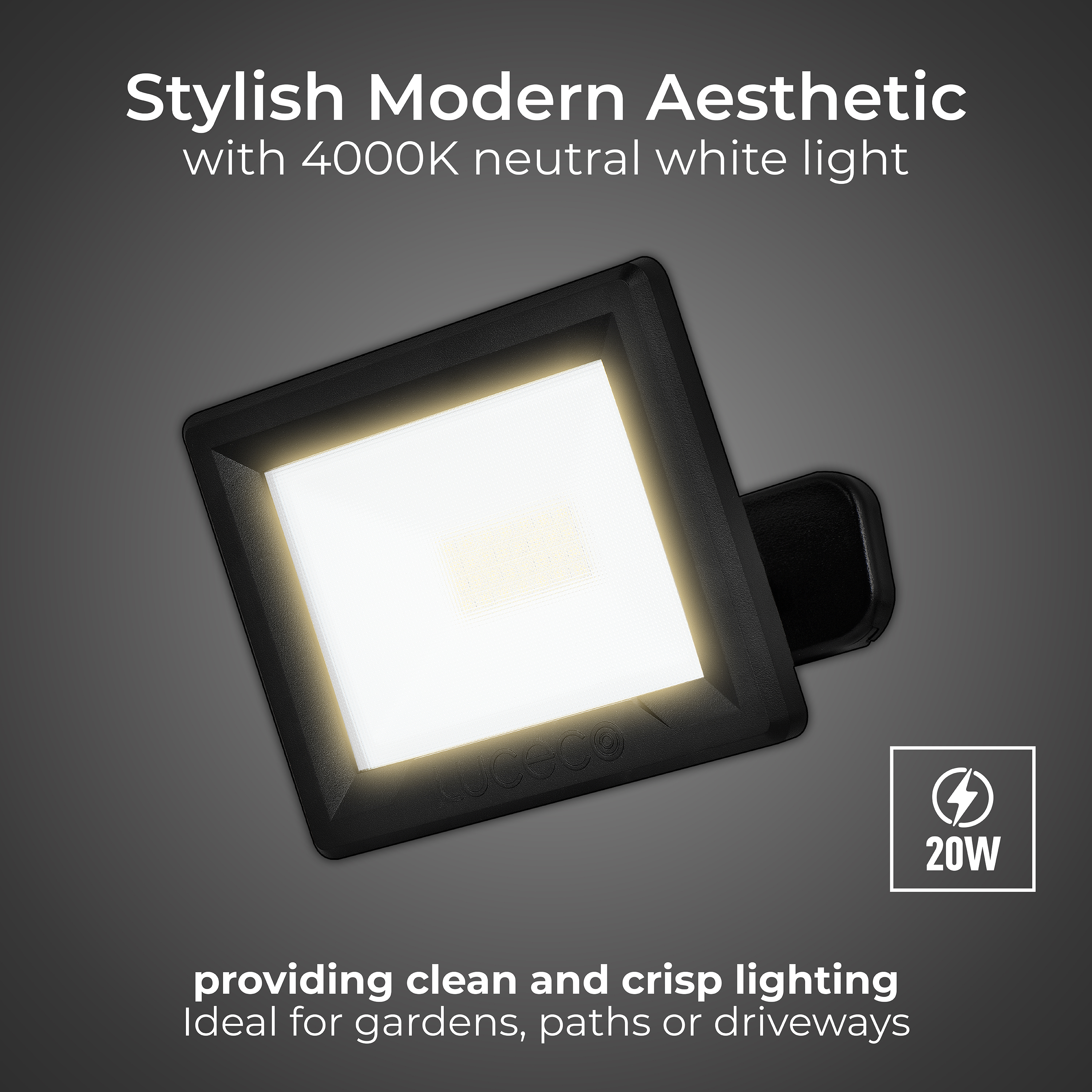 Essence floodlight with ball joint 20W black 4000k colour temp