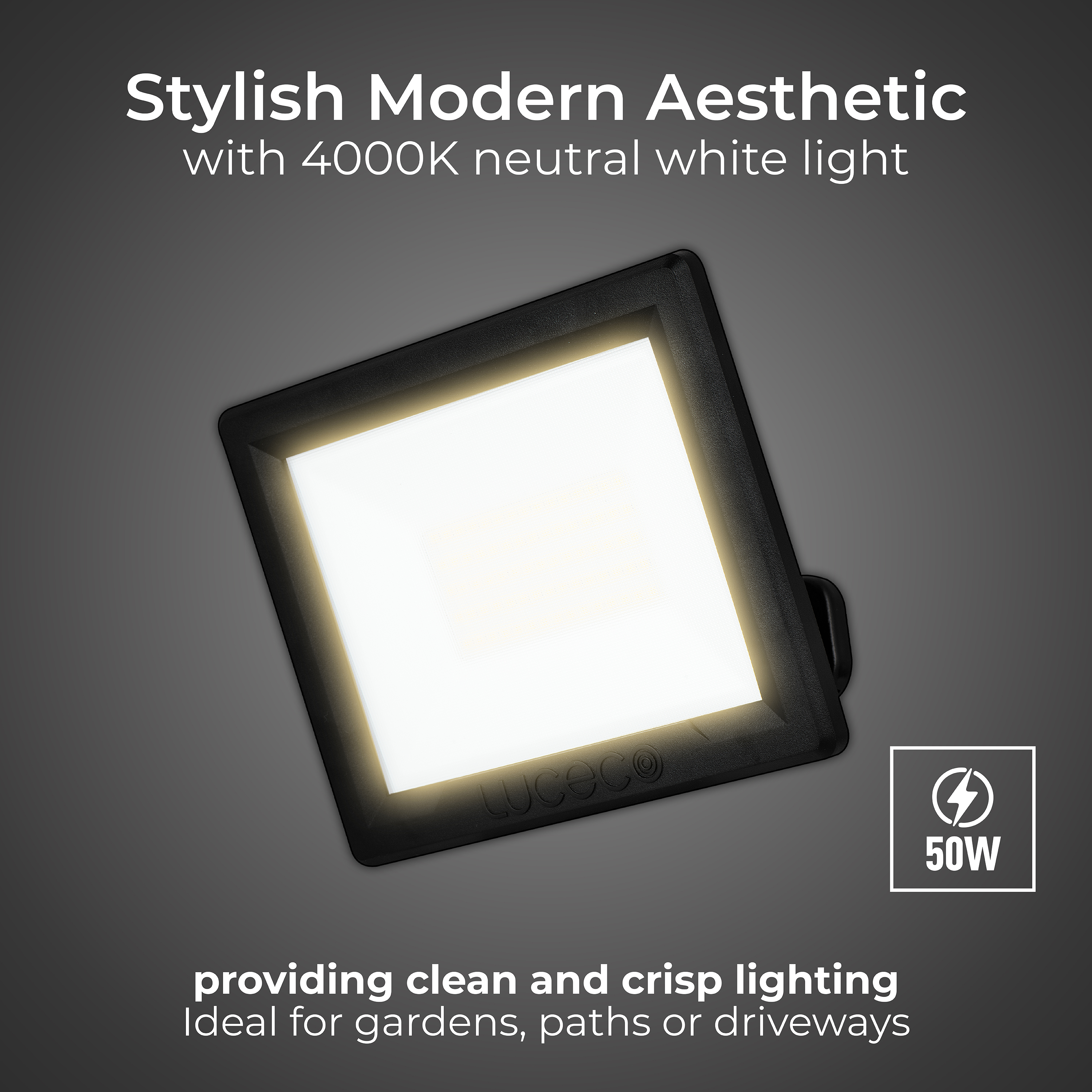 Essence floodlight with ball joint 50W black 4000k colour temp