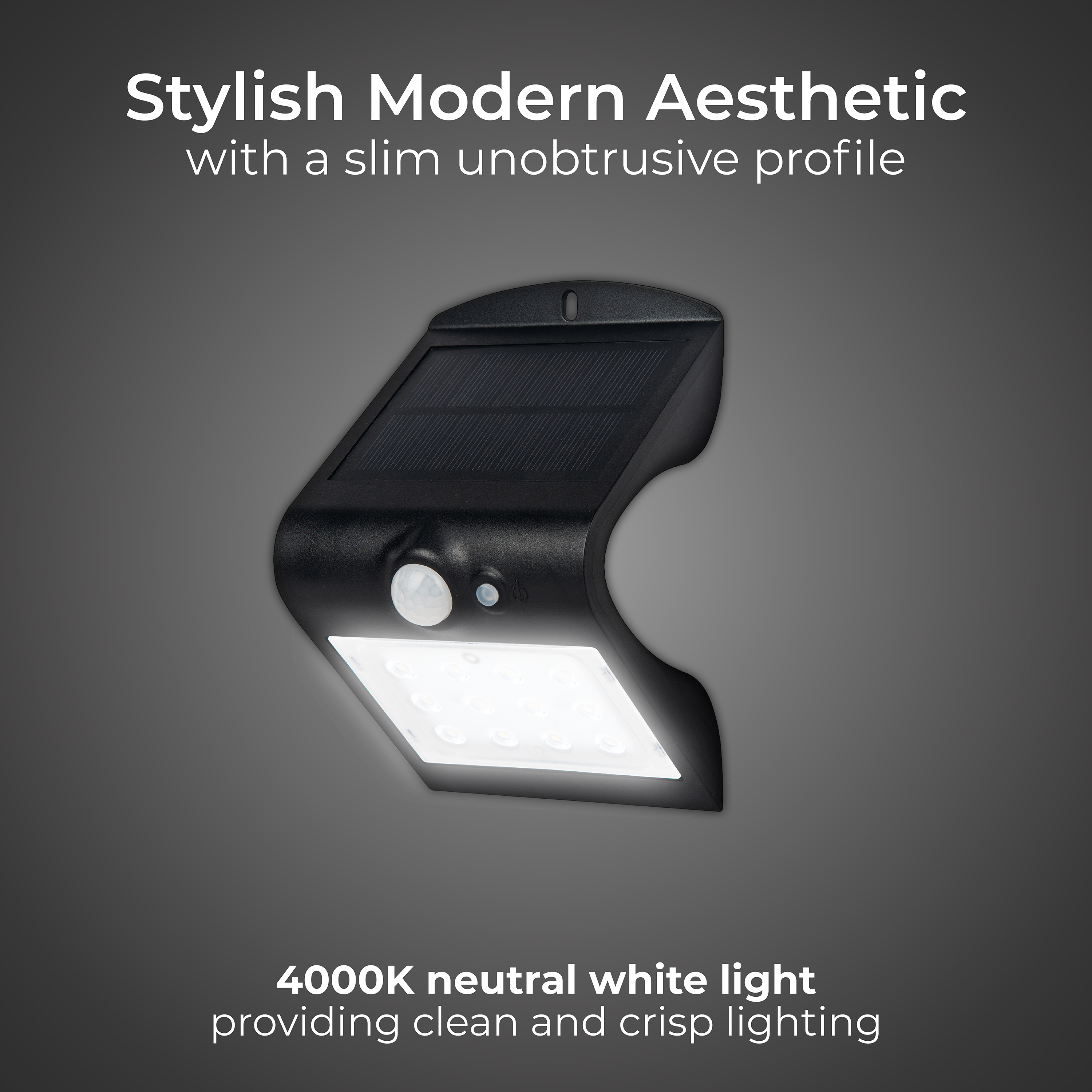 Luceco Solar Wall Light & PIR 1.5W Black