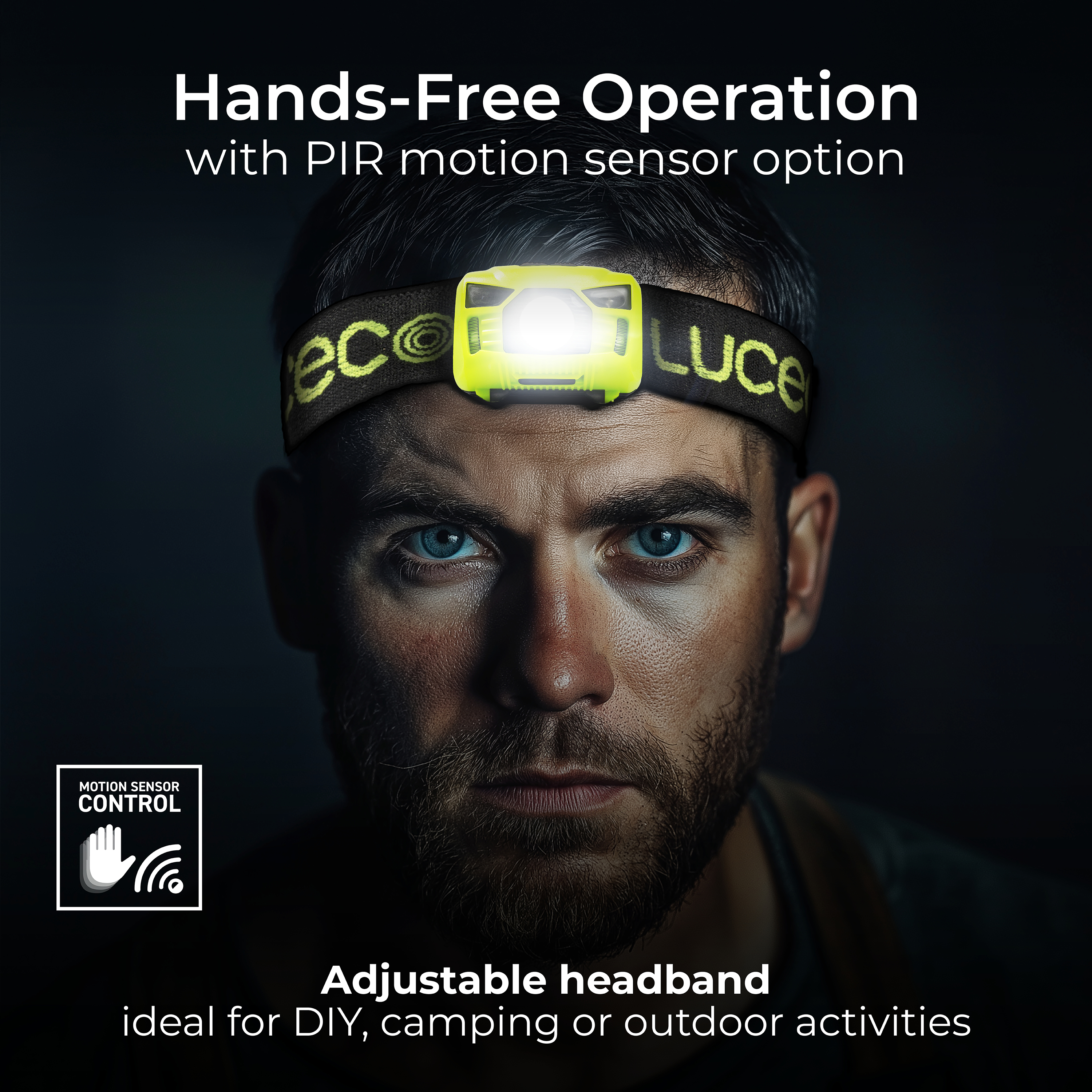 Hands-Free Operation: Choose between the on/off switch or PIR motion sensing function.  Ideal when hands a full, or covered in paint or oily after working on a car.