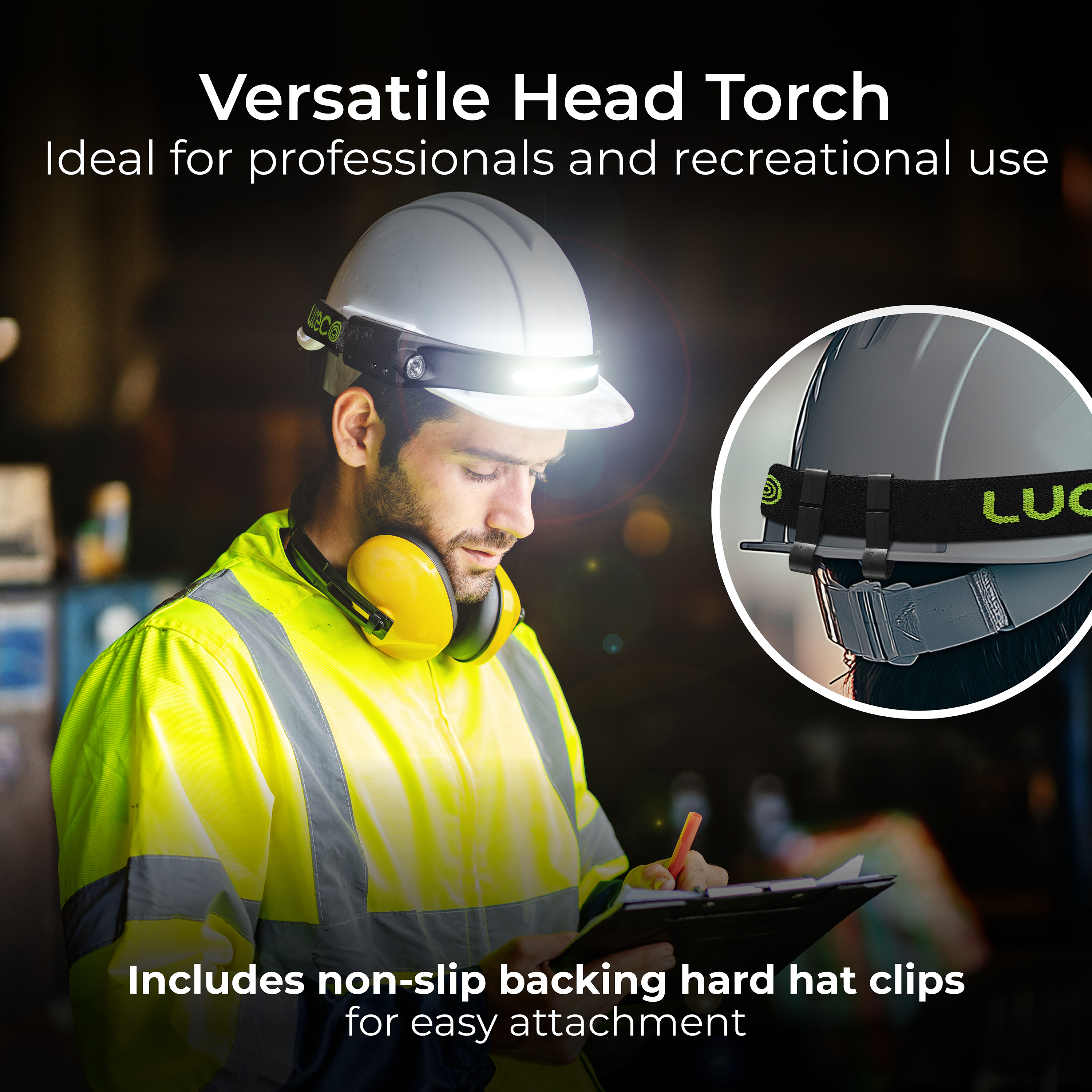 Flexable Headtorch with Motion Sensor 350lm+150lm USB Rechargeable