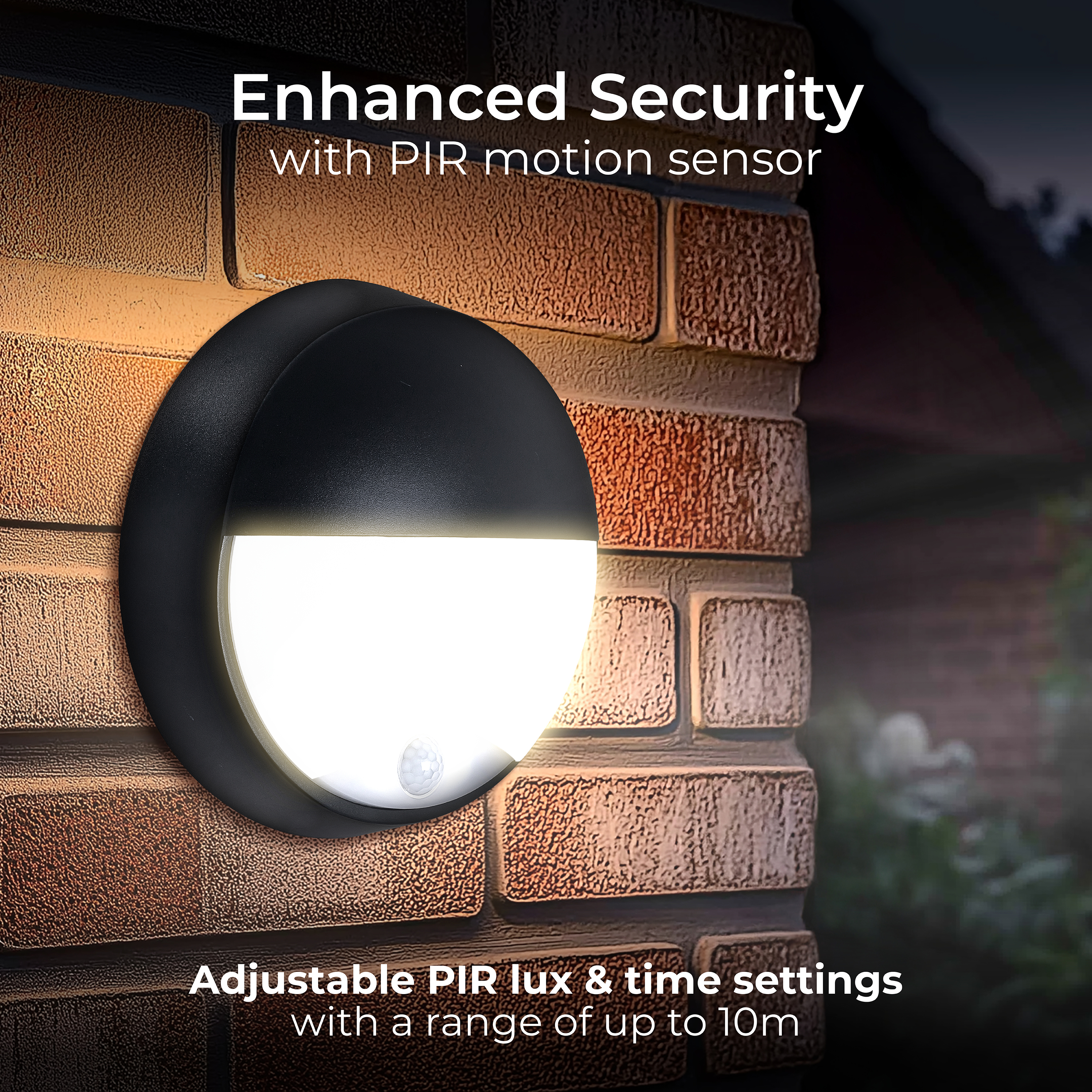 Exterior residential bulkhead eyelid 400lumens with white or black bezel + PIR