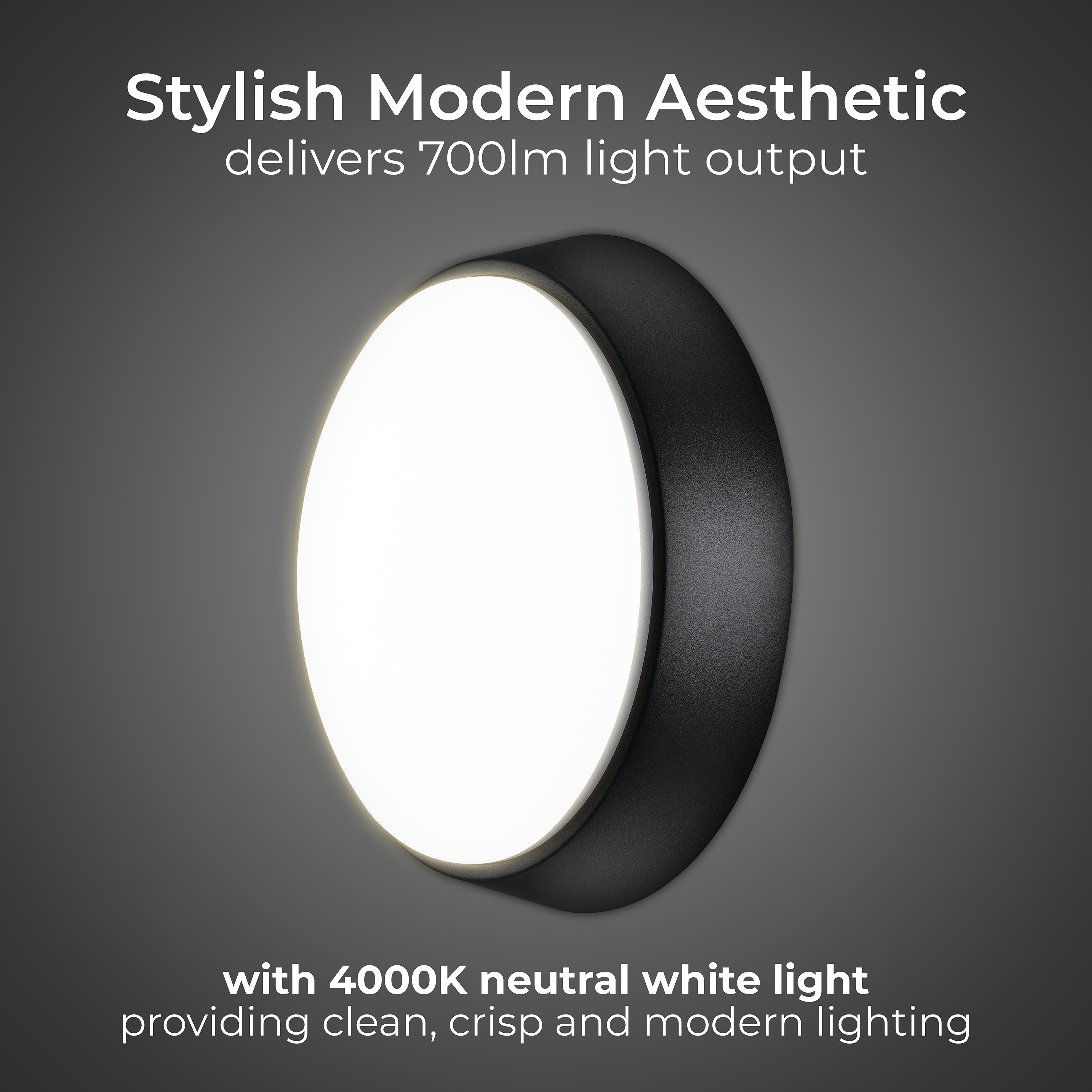 Exterior residential bulkhead round 700lumens with white or black bezel