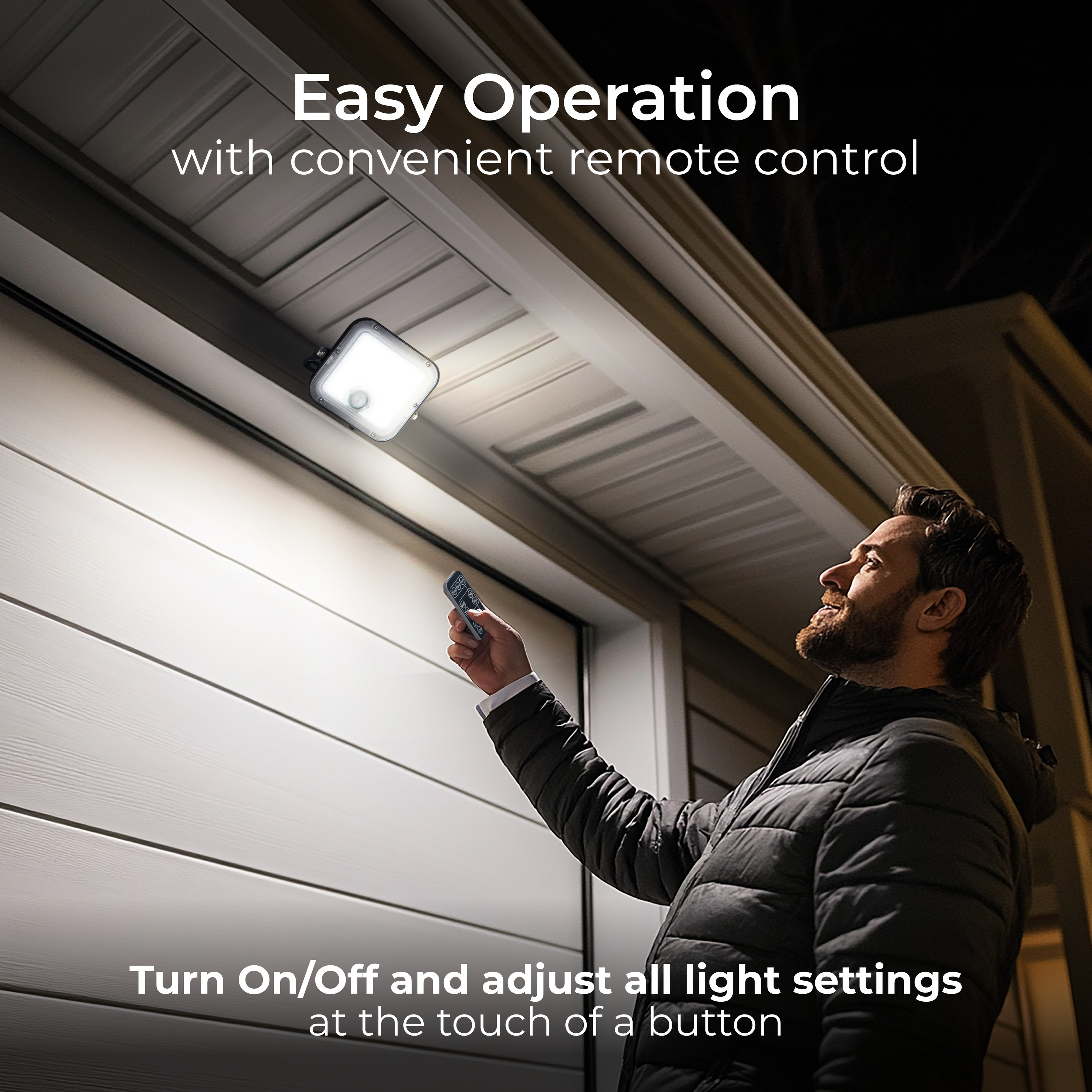 Luceco Mensa Decorative Outdoor Solar Security Floodlight with PIR Motion Sensor and Remote Control, Colour Change (CCT), LED Exterior Lighting, Black, 10W, 1500lm, 3000K & 4000K