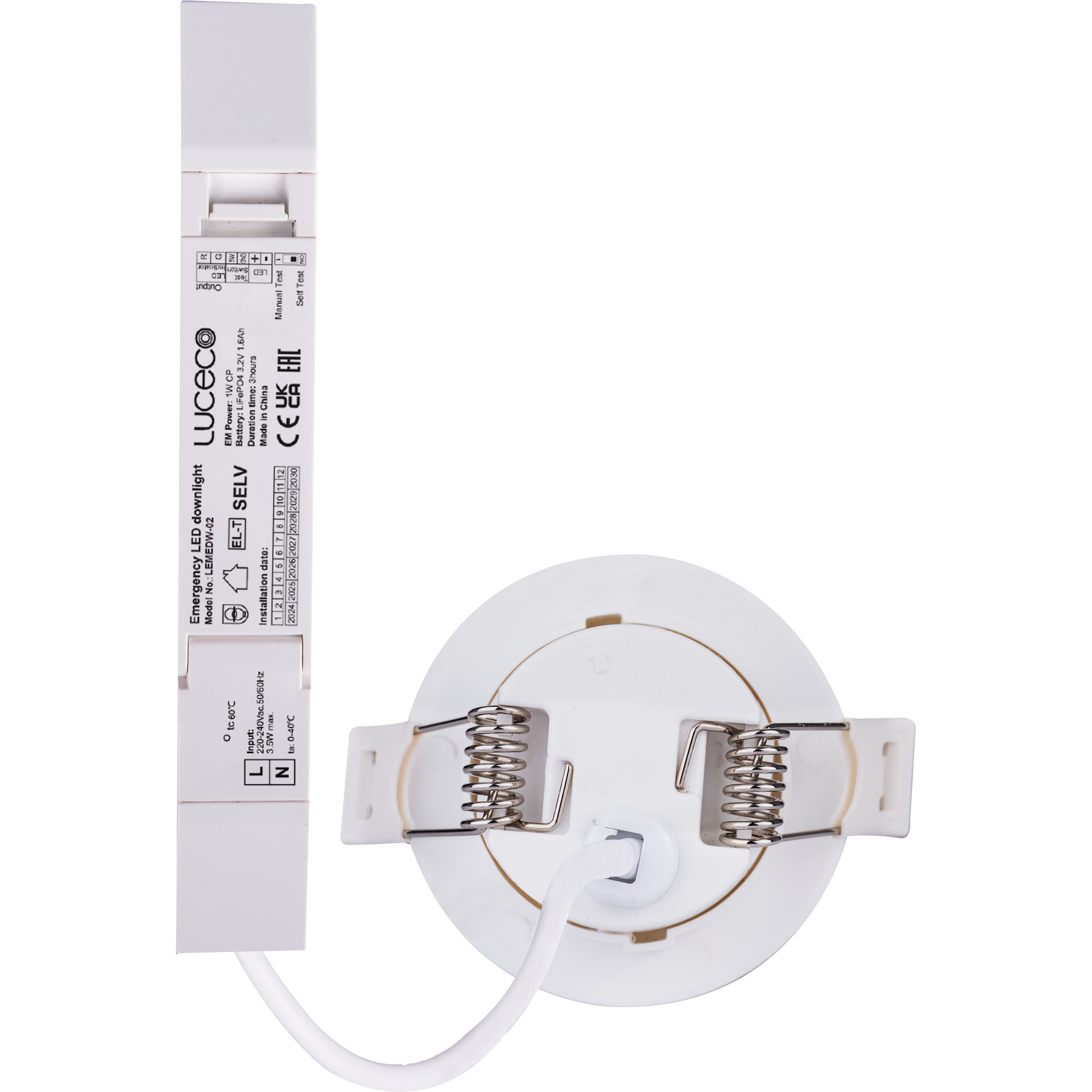 Luceco Tempus Dual Recessed Downlight, 3hr, 3W, 220lm,