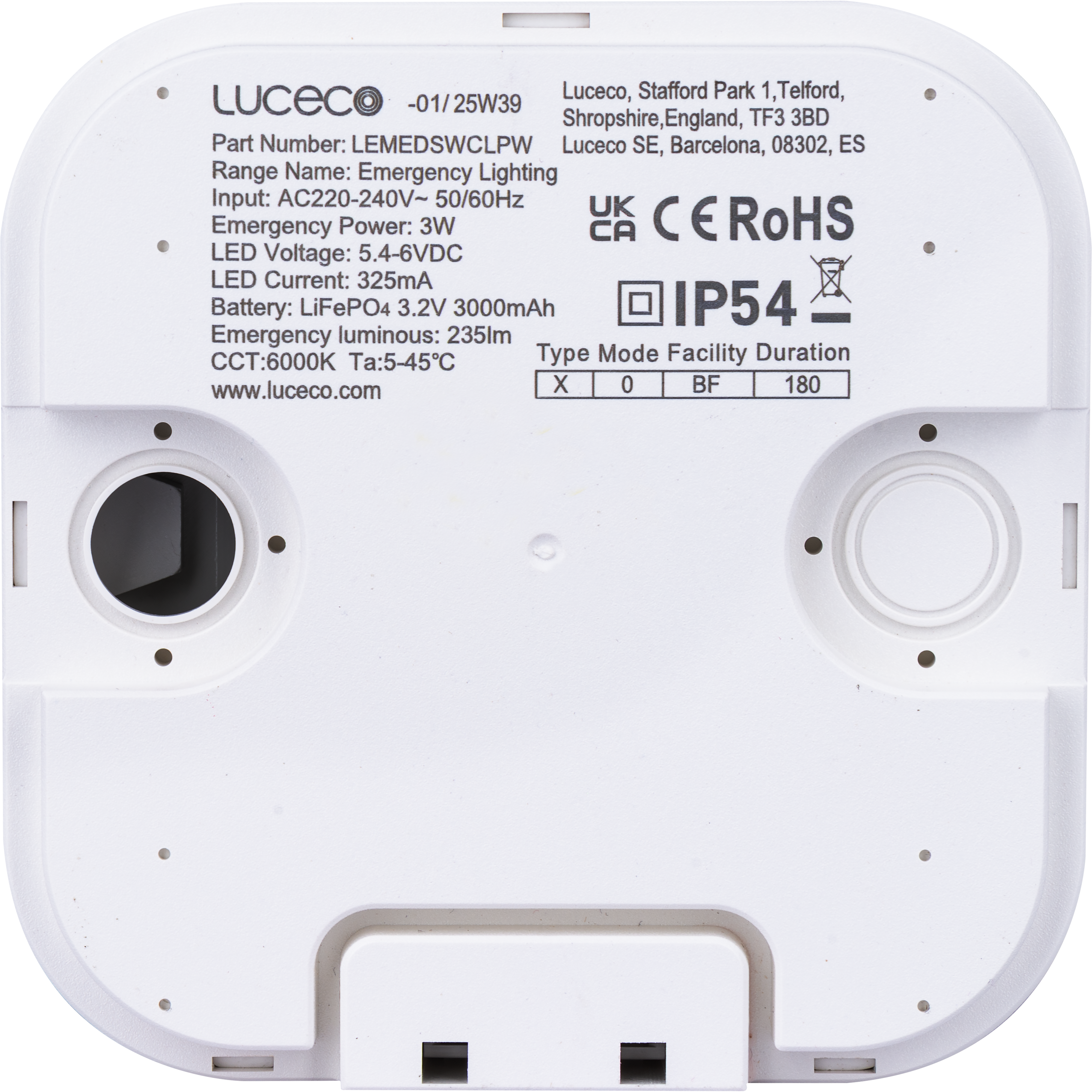 Tempus Connect Surface Downlight 3hr, with Corridor Optic