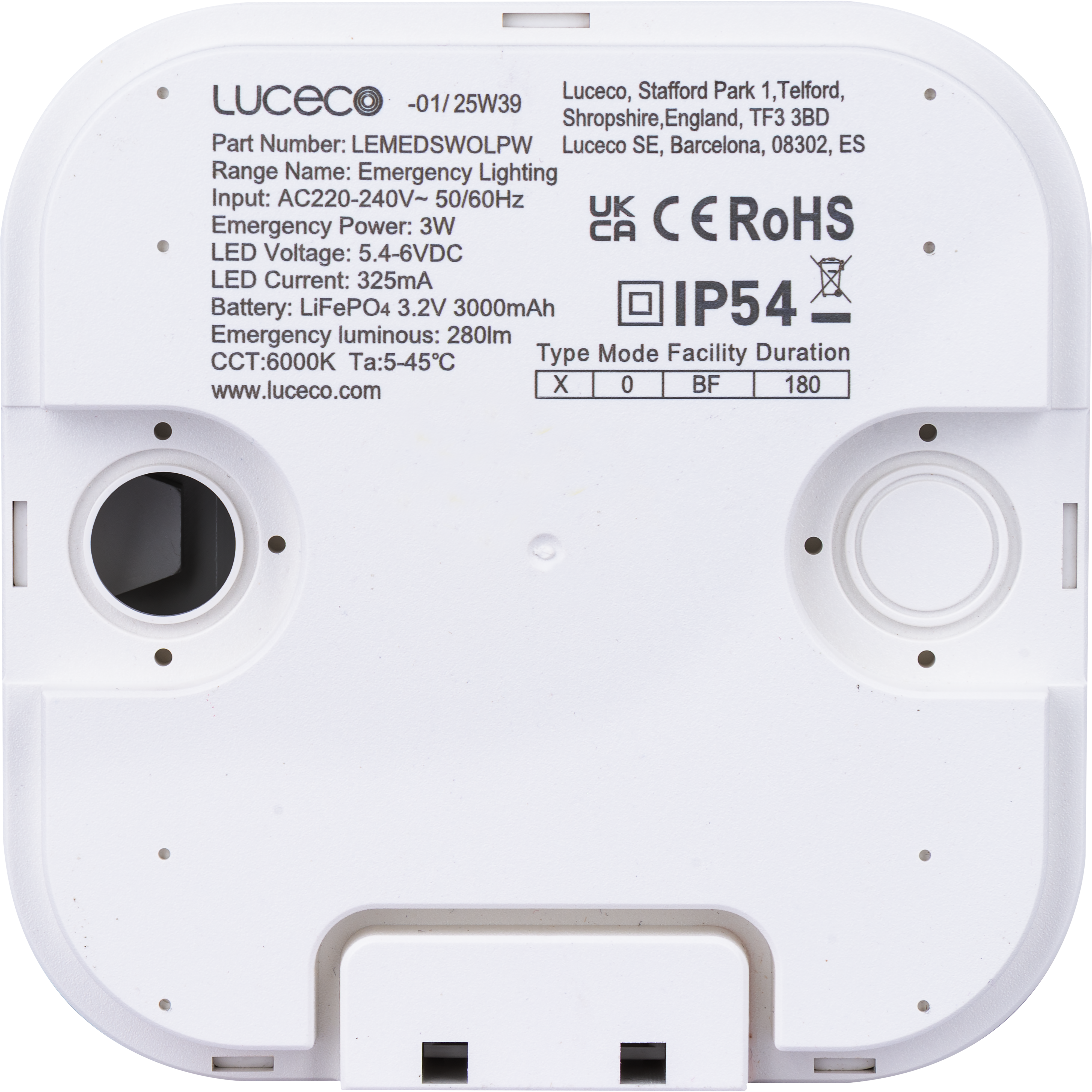 Tempus Connect Surface Downlight 3hr, withOpen Area Optic