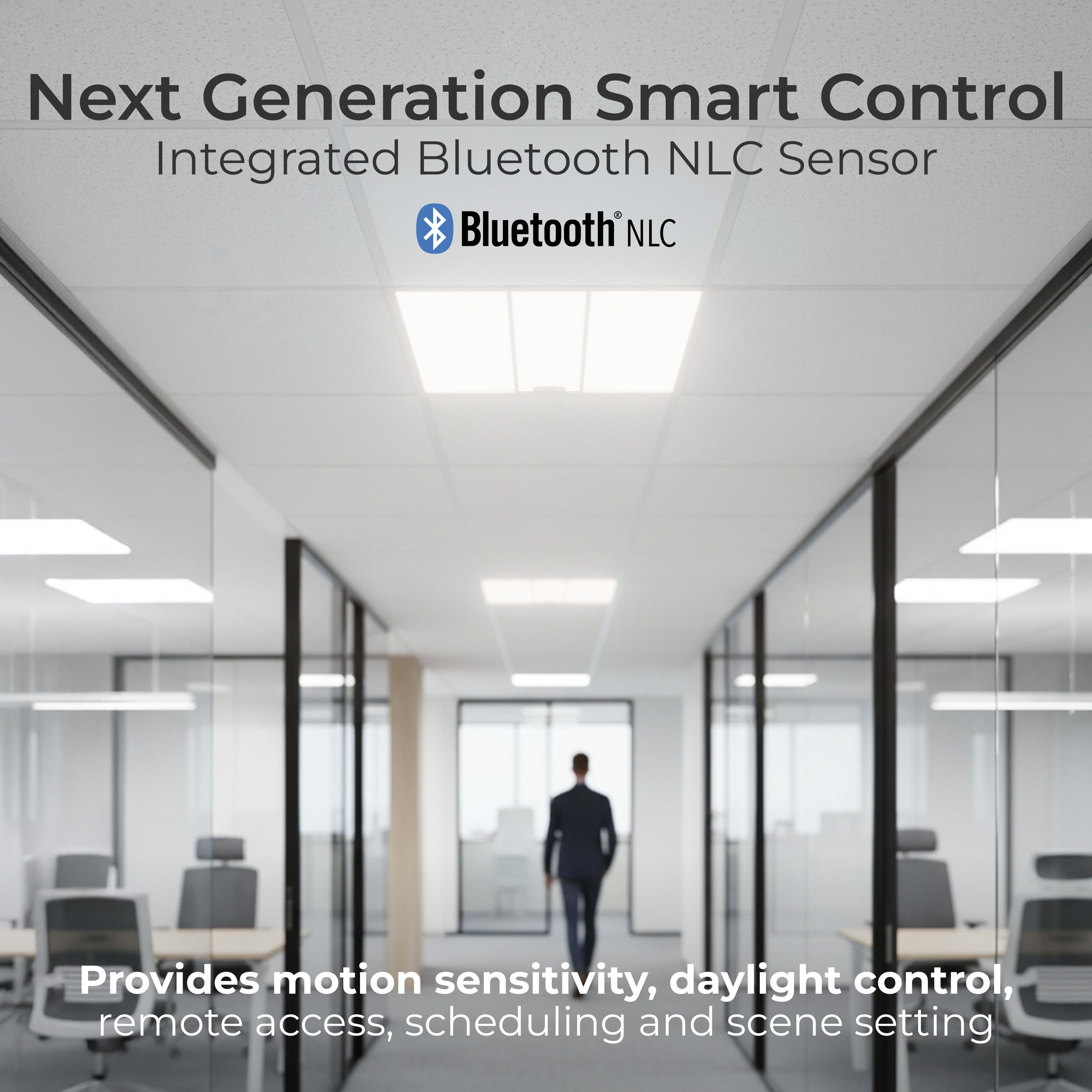 Luceco LuxPanel Delta Connect LED Panel with PIR Motion Sensor, Smart Control, Bluetooth, Architectural Direct/Indirect Panel Luminaire, 600x600mm, 24W, 3500lm, 4000K