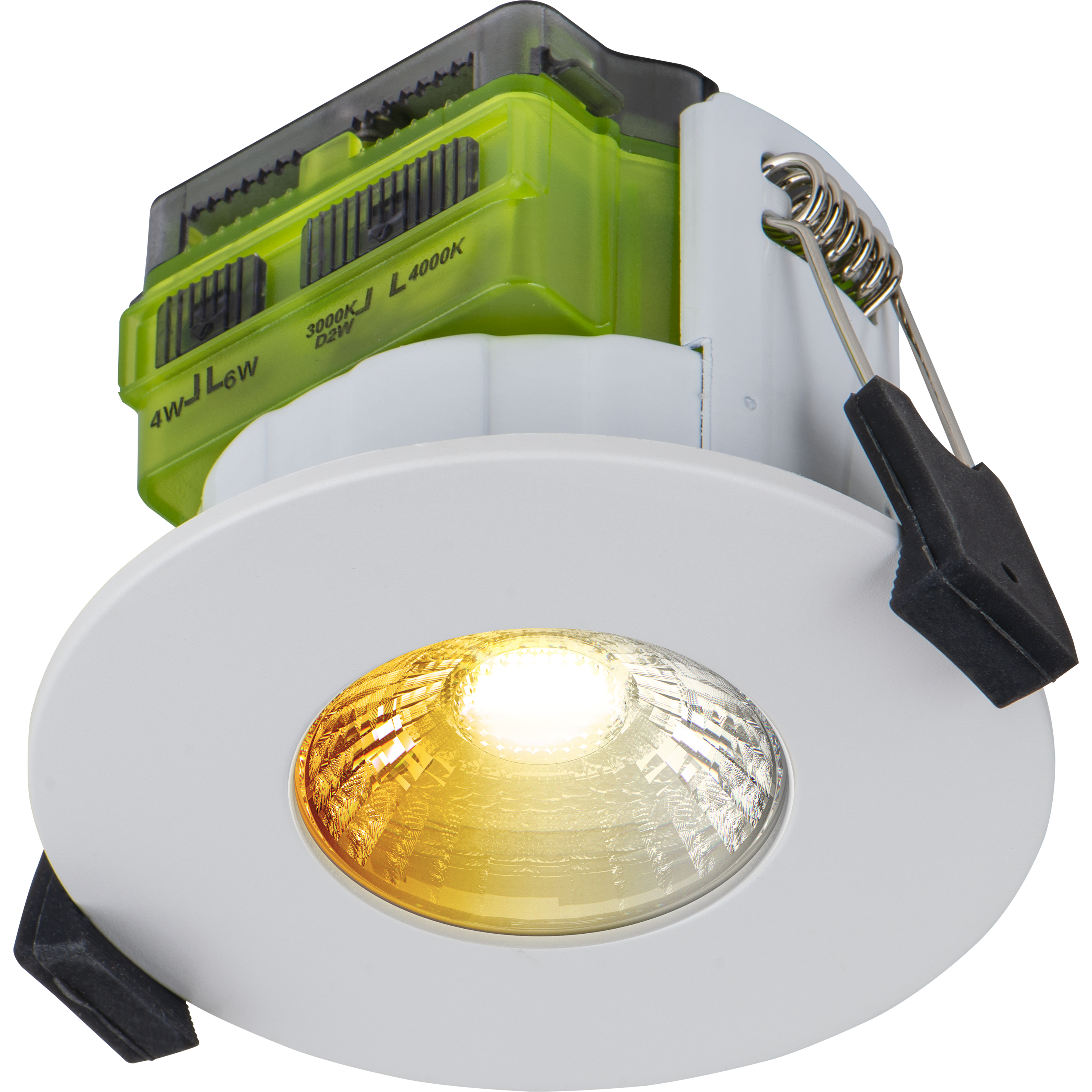 FType MK2 Fire Rated Downlight 4W/6W 750lm Power Change & CCT Change 3000K / 4000K Dim2Warm Dimmable IP65 White bezel - Flat