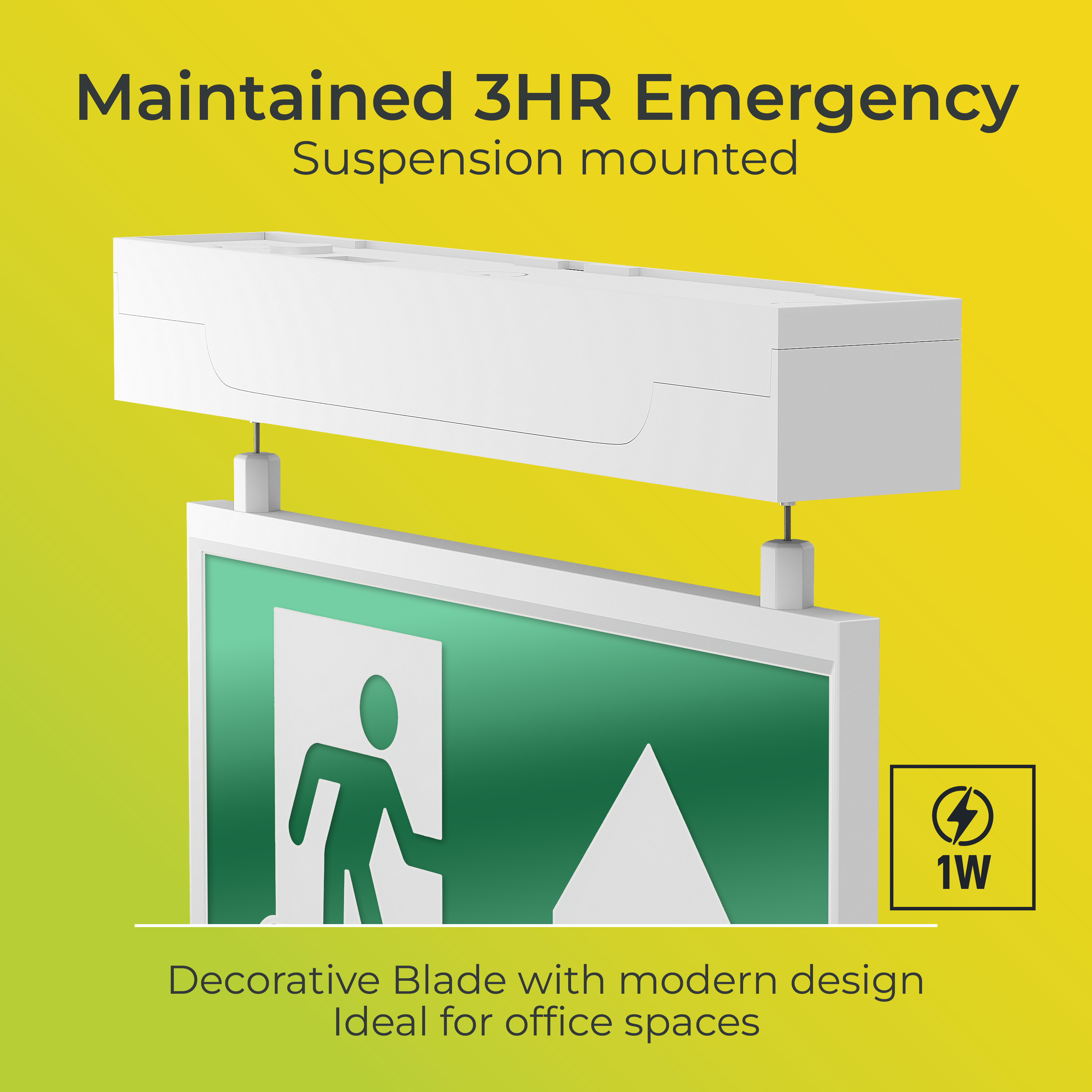 Luceco Tempus Connect Maintained Suspended Exit Blade, 3hr, with Legend Kit