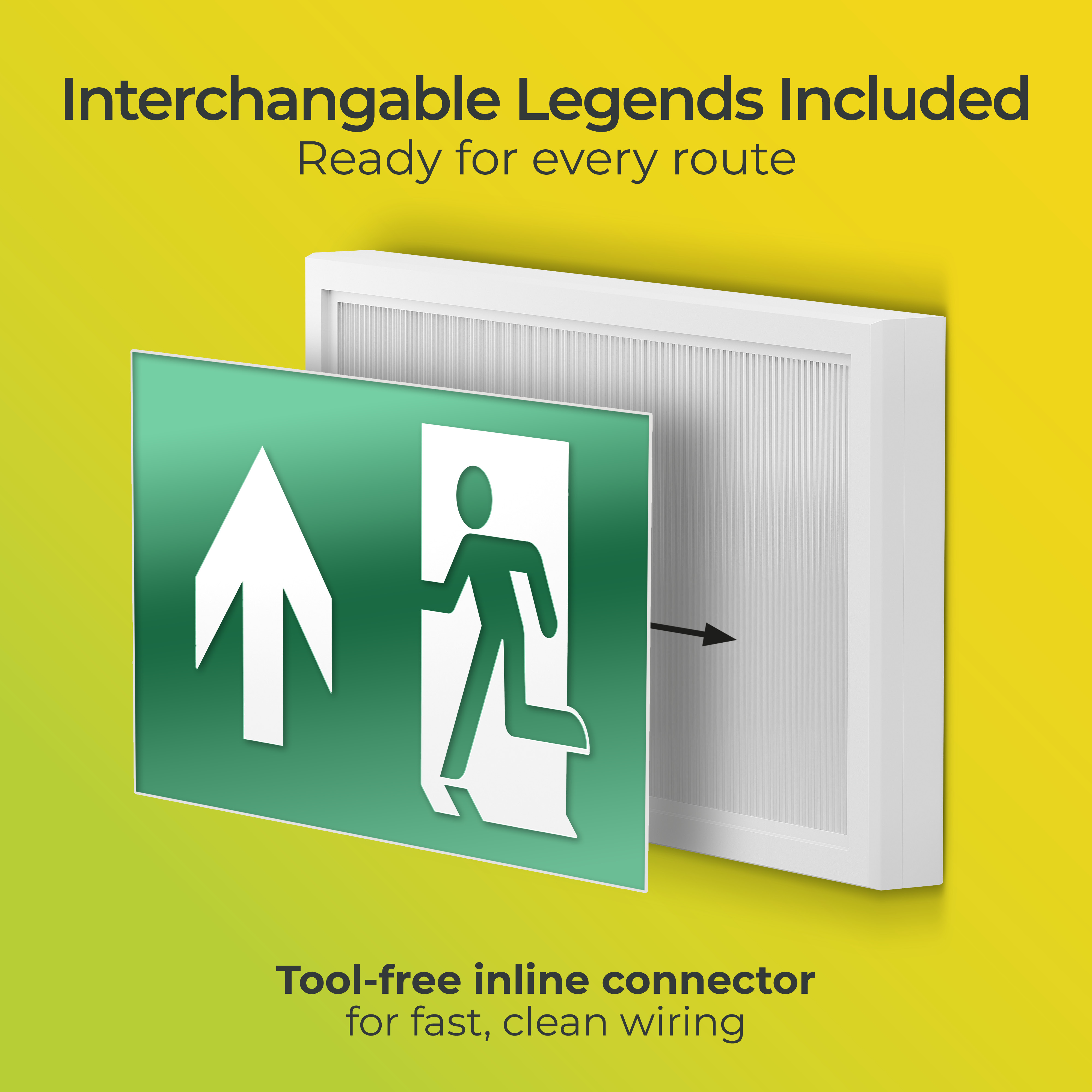 Luceco Tempus Connect Maintained Exit Box, 3hr, with Legend Kit