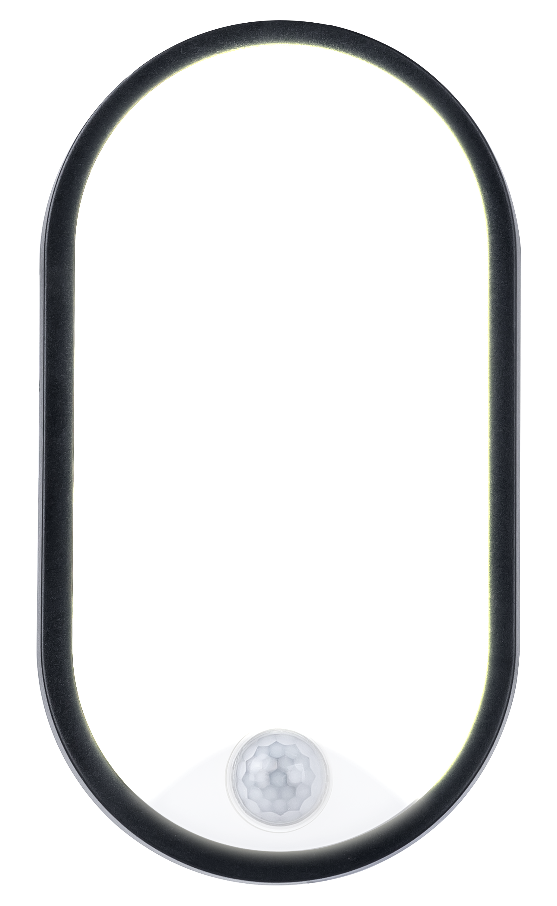 Exterior residential bulkhead oval 700lumens with white or black bezel + PIR