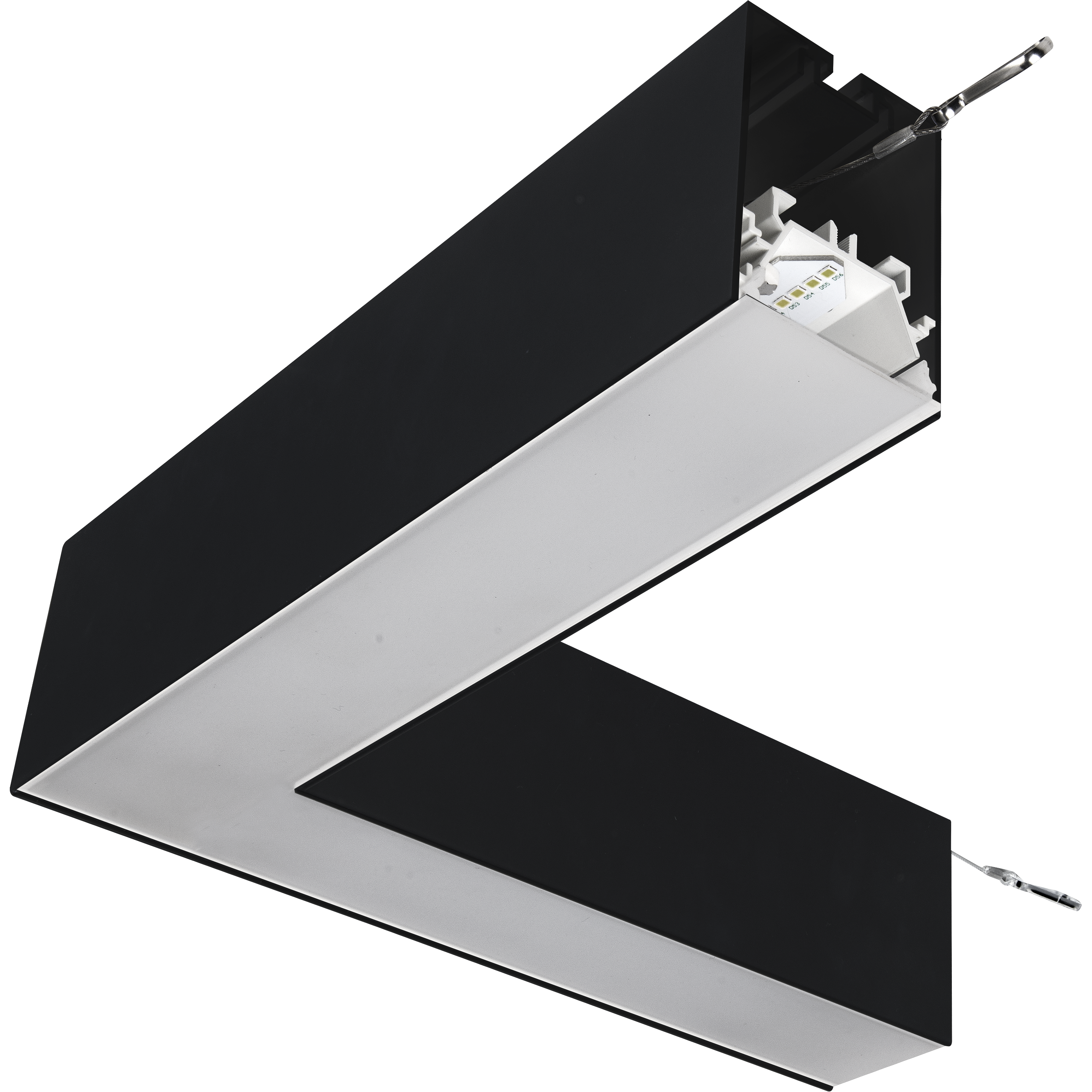 Contour 314mm suspended 90° connector module 600lumens with fixed output driver finished in black