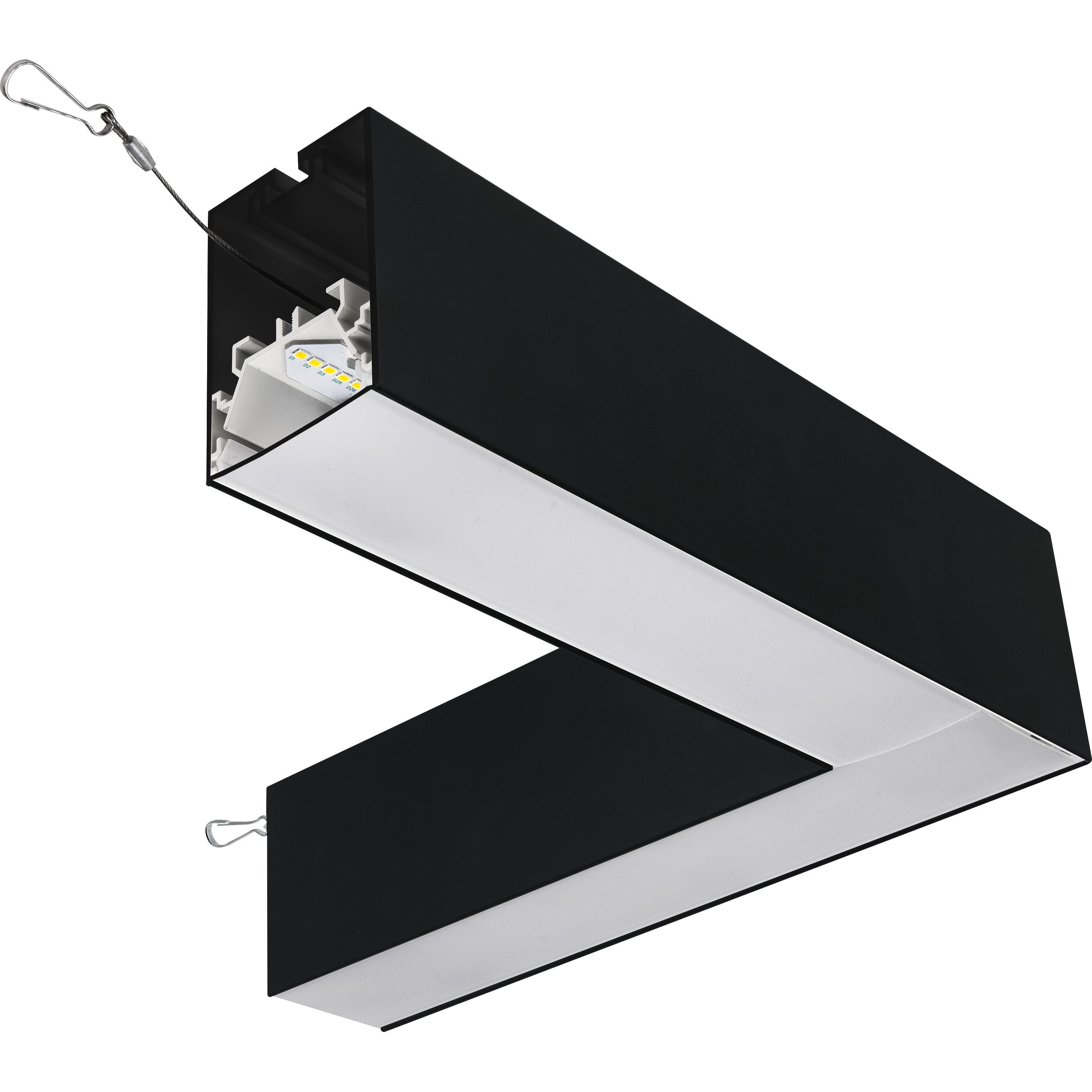 Contour 314mm suspended 90° connector module 600lumens with fixed output driver finished in black