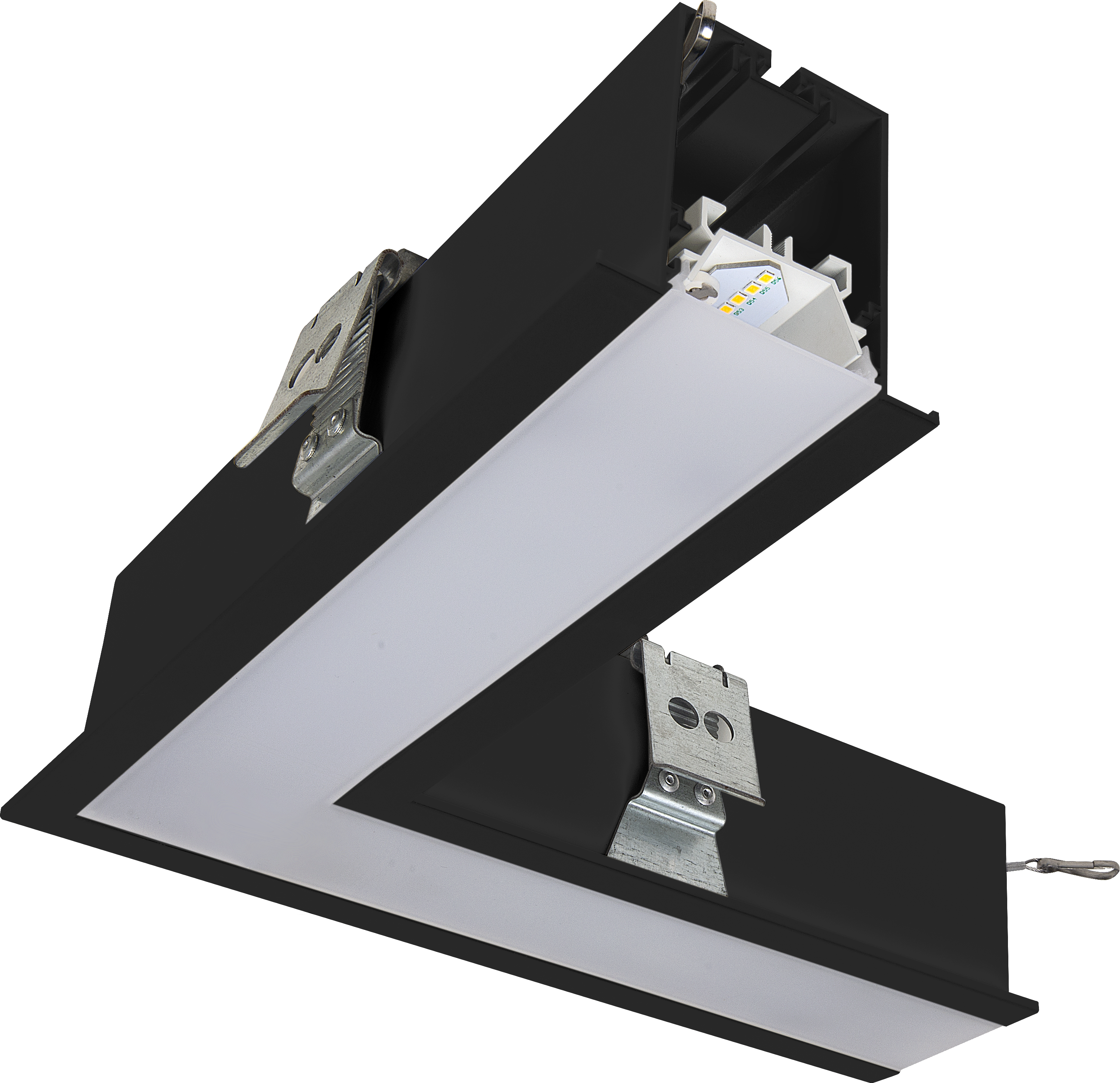 Contour 330mm recessed 90° connector module 1200lumens with fixed output driver finished in black