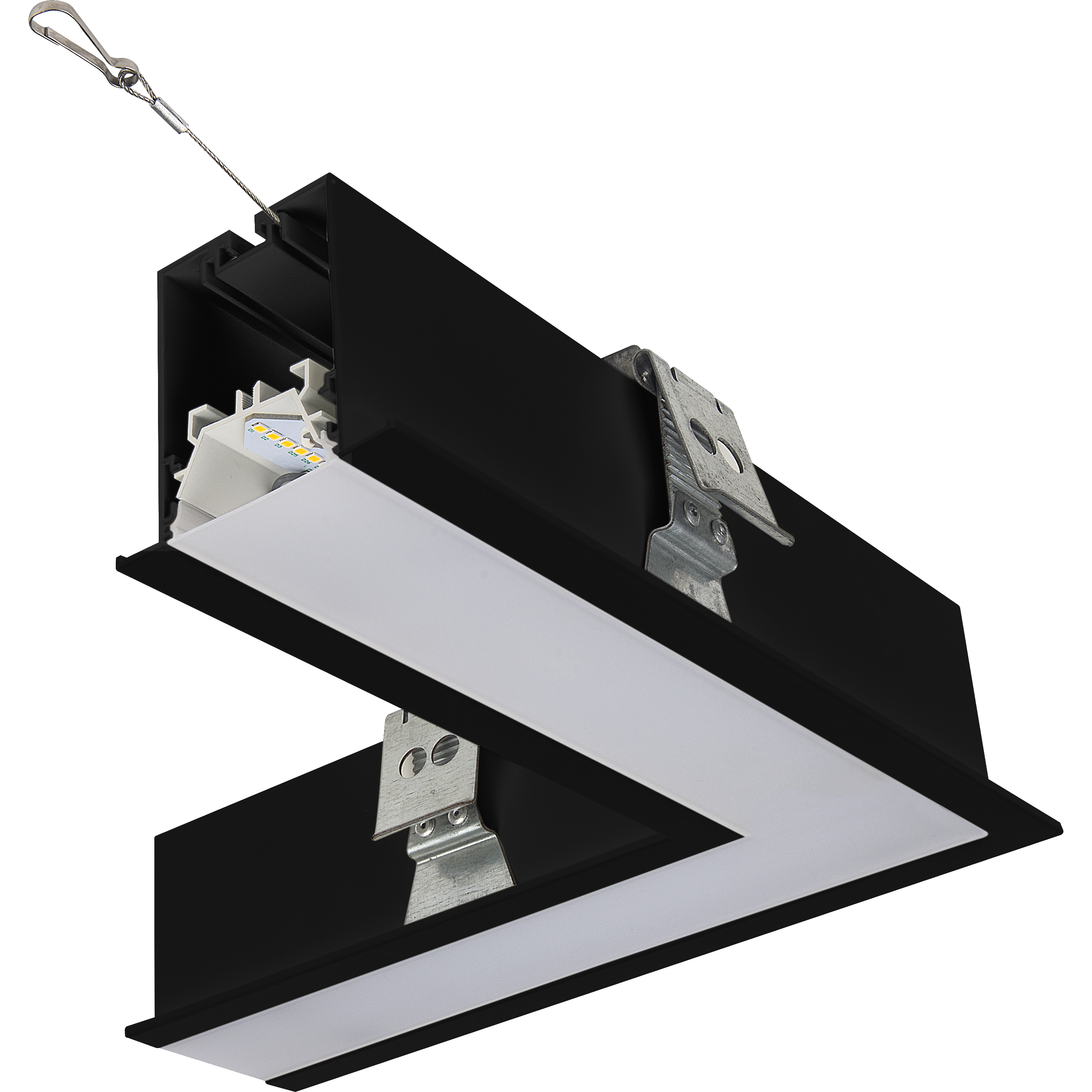 Contour 330mm recessed 90° connector module 1200lumens with fixed output driver finished in black
