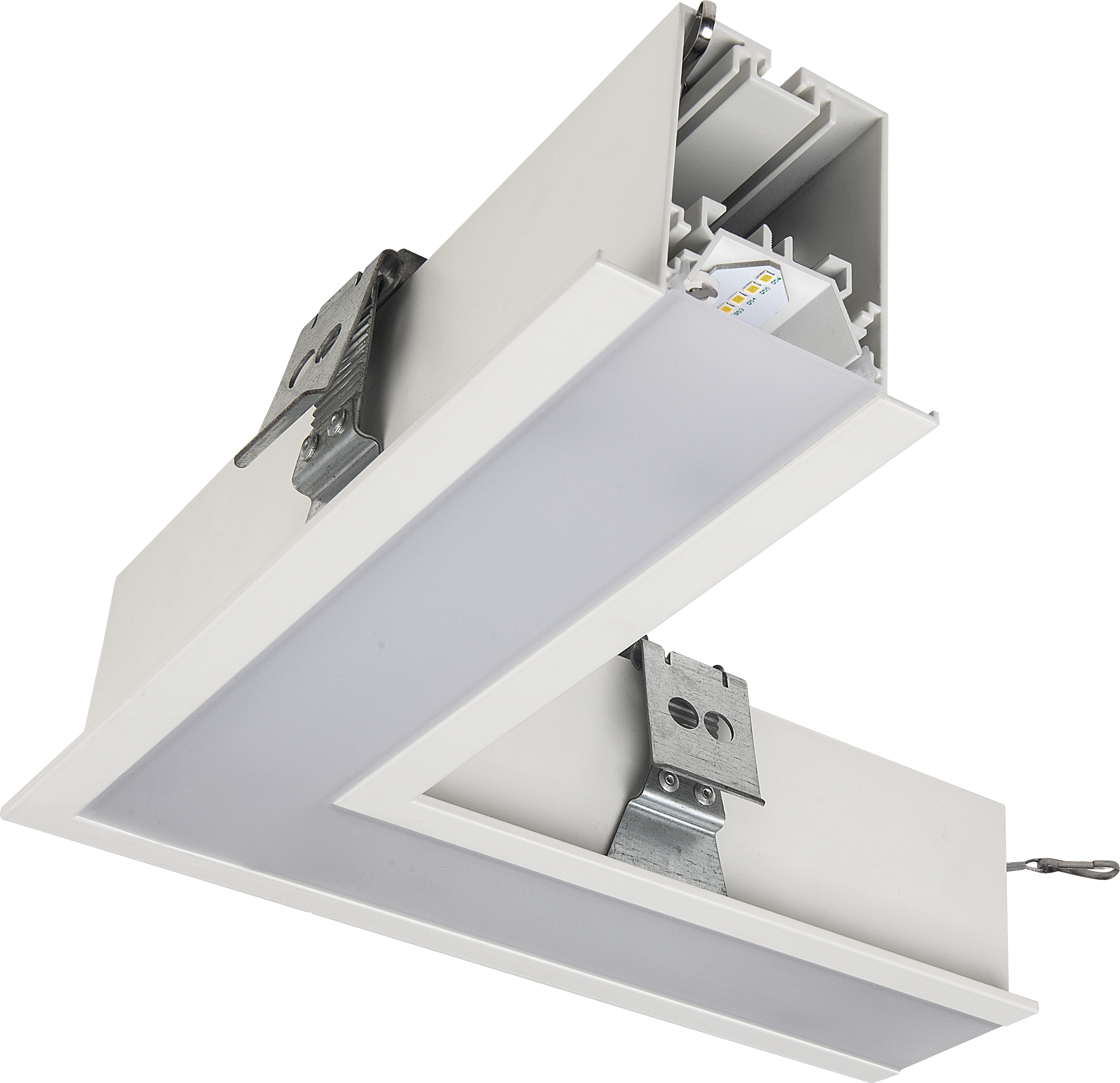 Contour 330mm recessed 90° connector module 1200lumens with fixed output driver finished in white