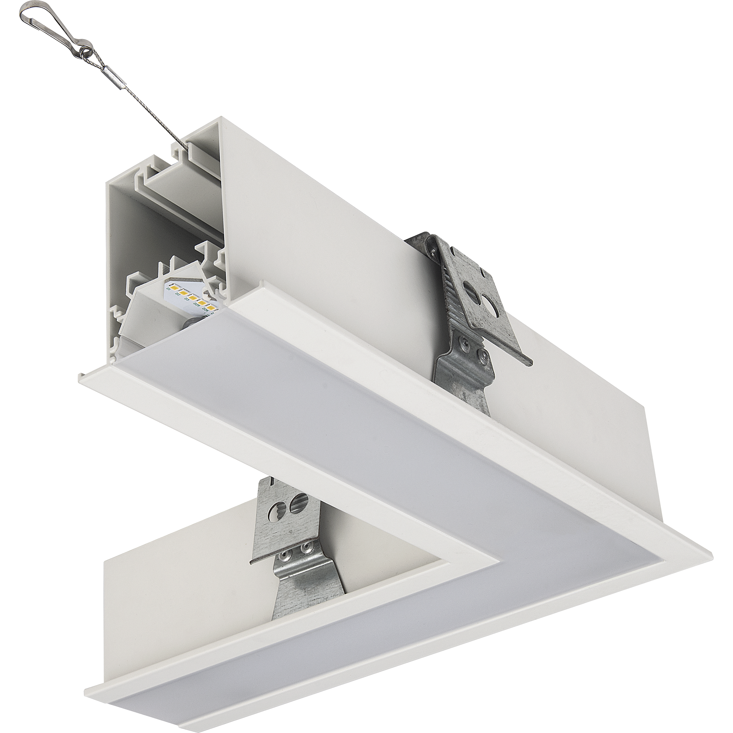 Contour 330mm recessed 90° connector module 1200lumens with fixed output driver finished in white