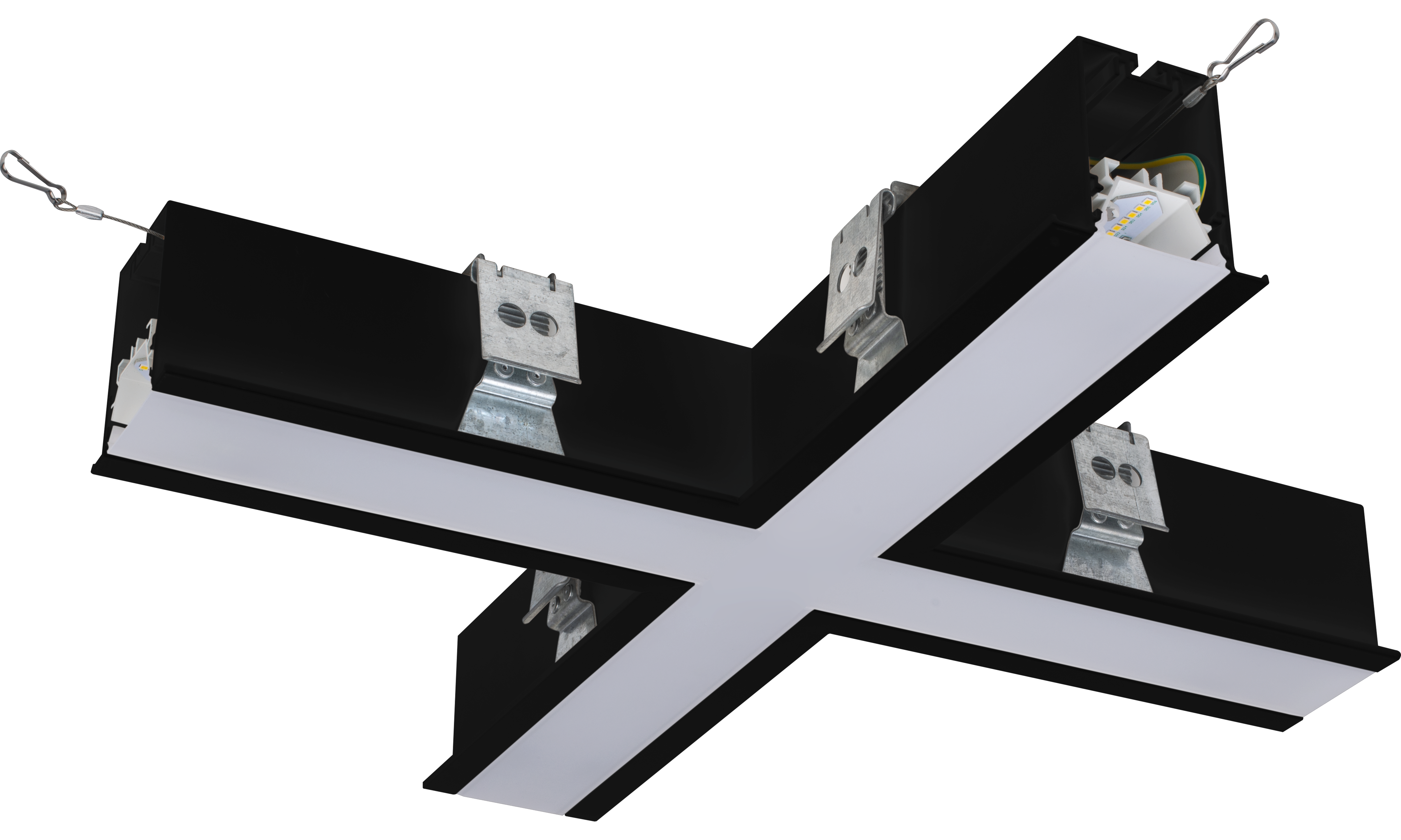 Contour 568mm recessed X connector module 1200lumens with fixed output driver finished in black