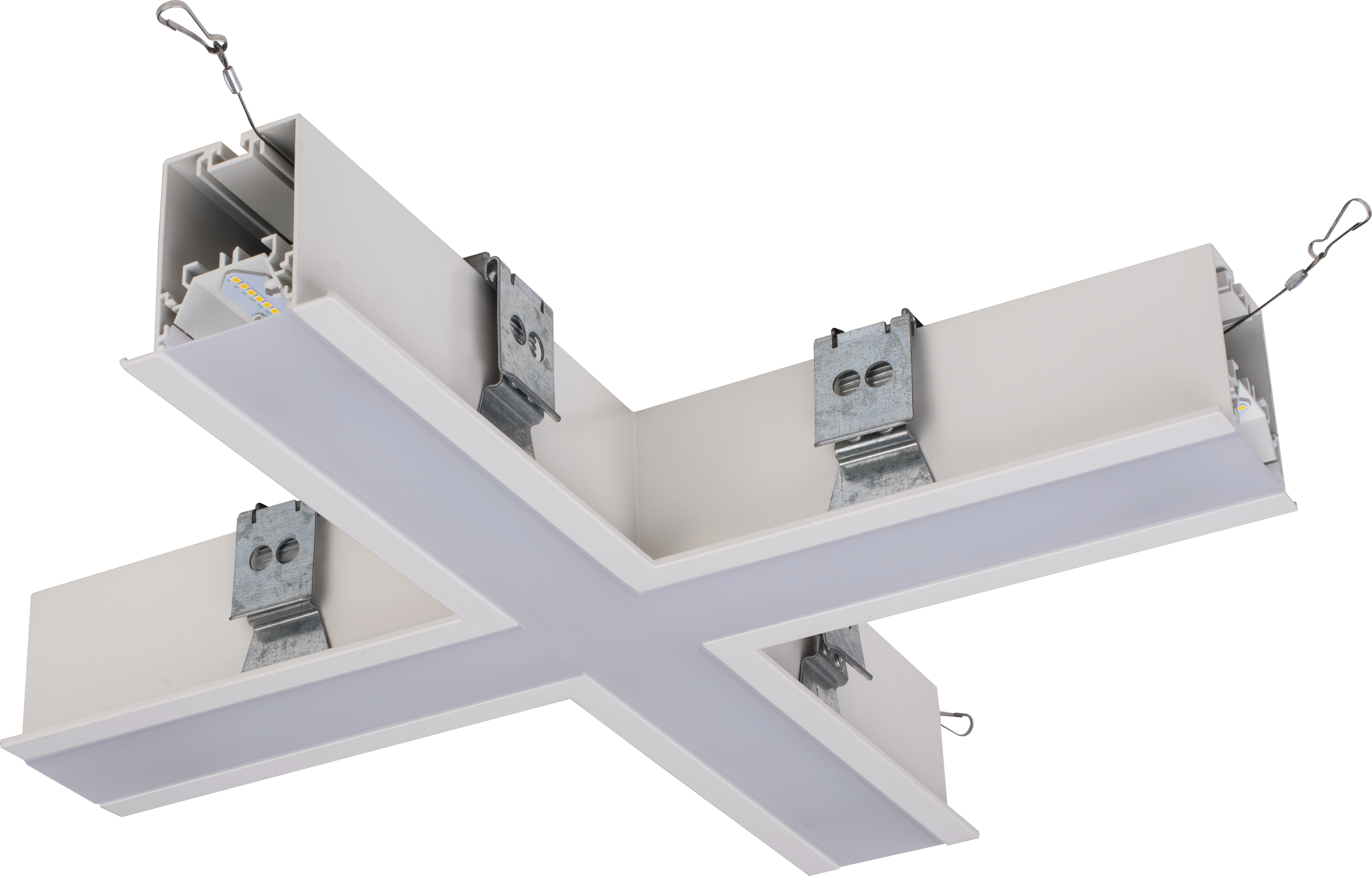 Contour 568mm recessed X connector module 1200lumens with fixed output driver finished in white