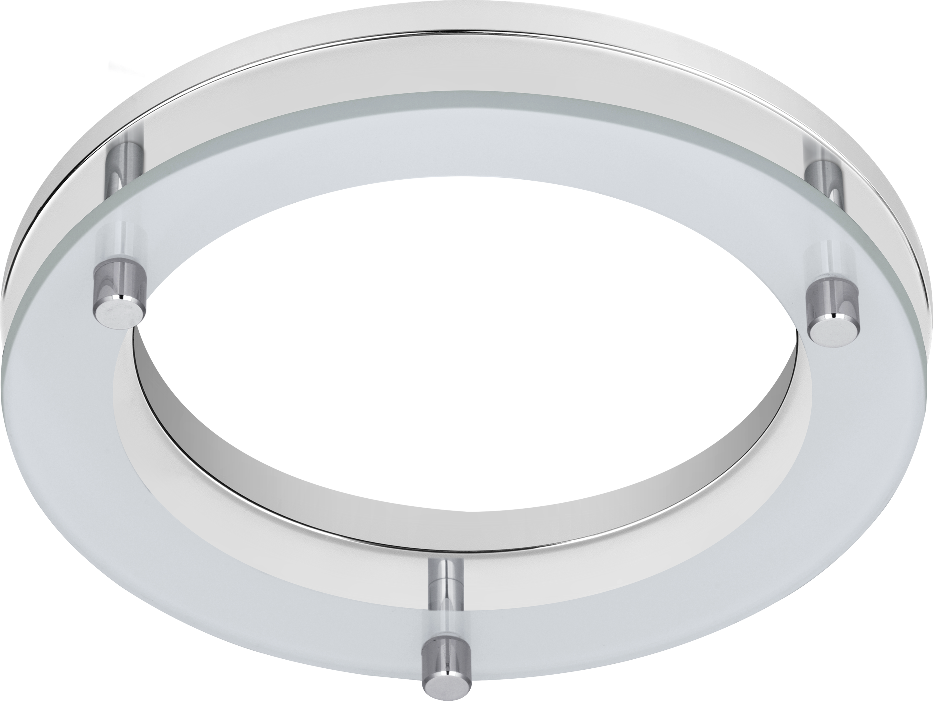 Platinum mini brushed steel frosted drop glass ring